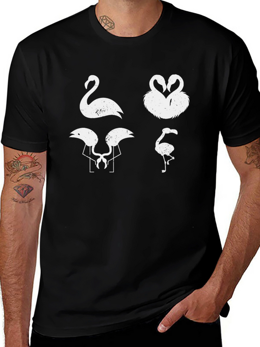 Flamingo Graphic Tee - Black Cotton T-Shirt