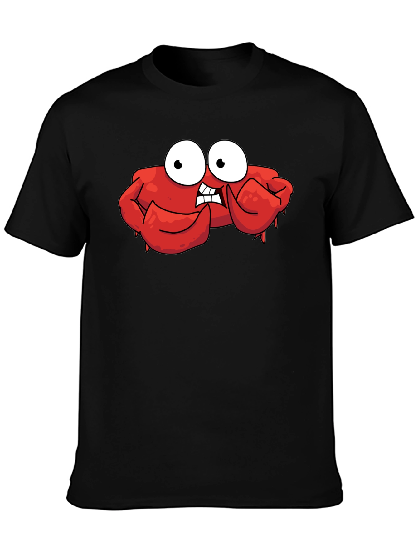 Funny Cartoon Crab Graphic Black T-Shirt