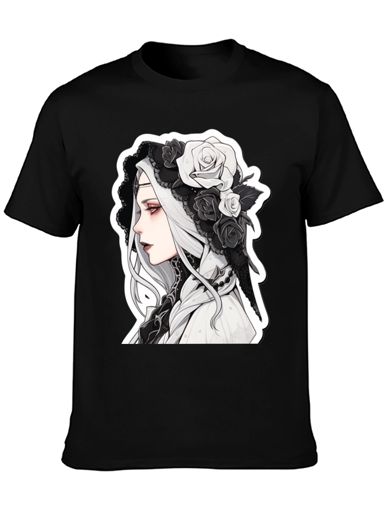 Gothic Floral T-Shirt - Anime Style