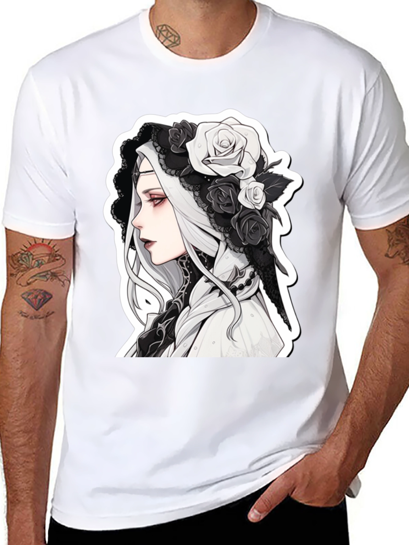 Gothic Floral T-Shirt - Anime Style