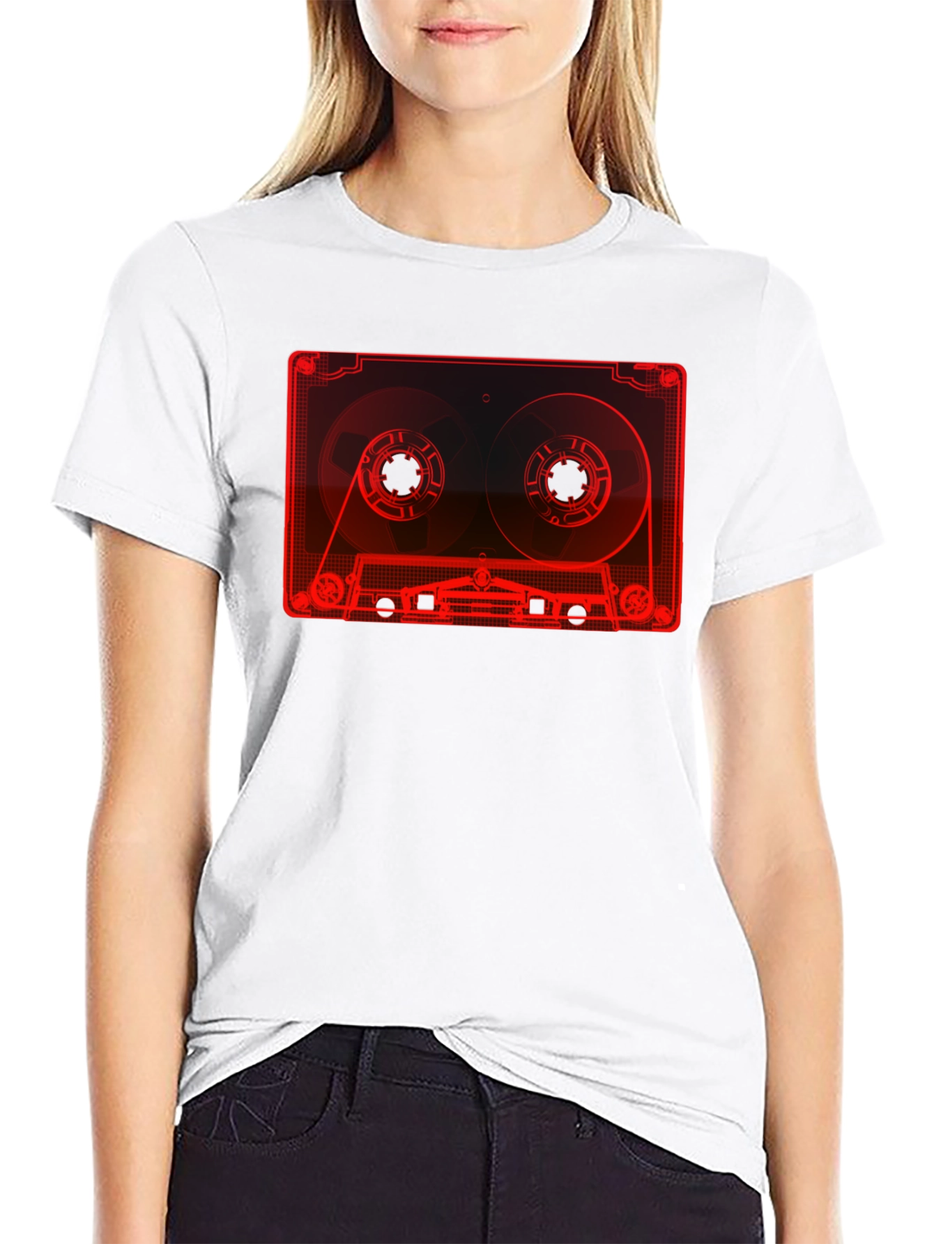 Retro Cassette Tape Graphic T-Shirt - Black