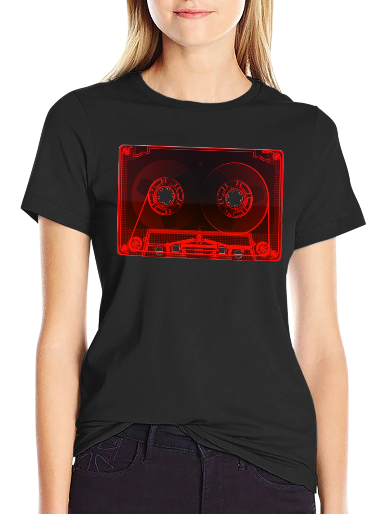 Retro Cassette Tape Graphic T-Shirt - Black