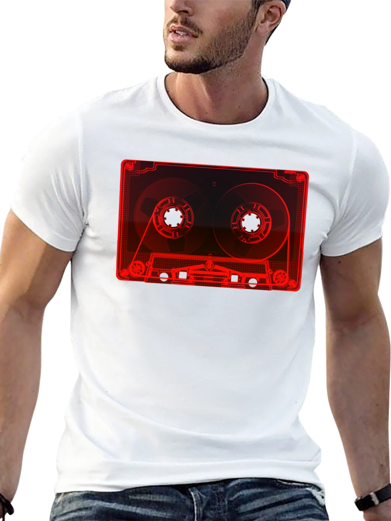 Retro Cassette Tape Graphic T-Shirt - Black