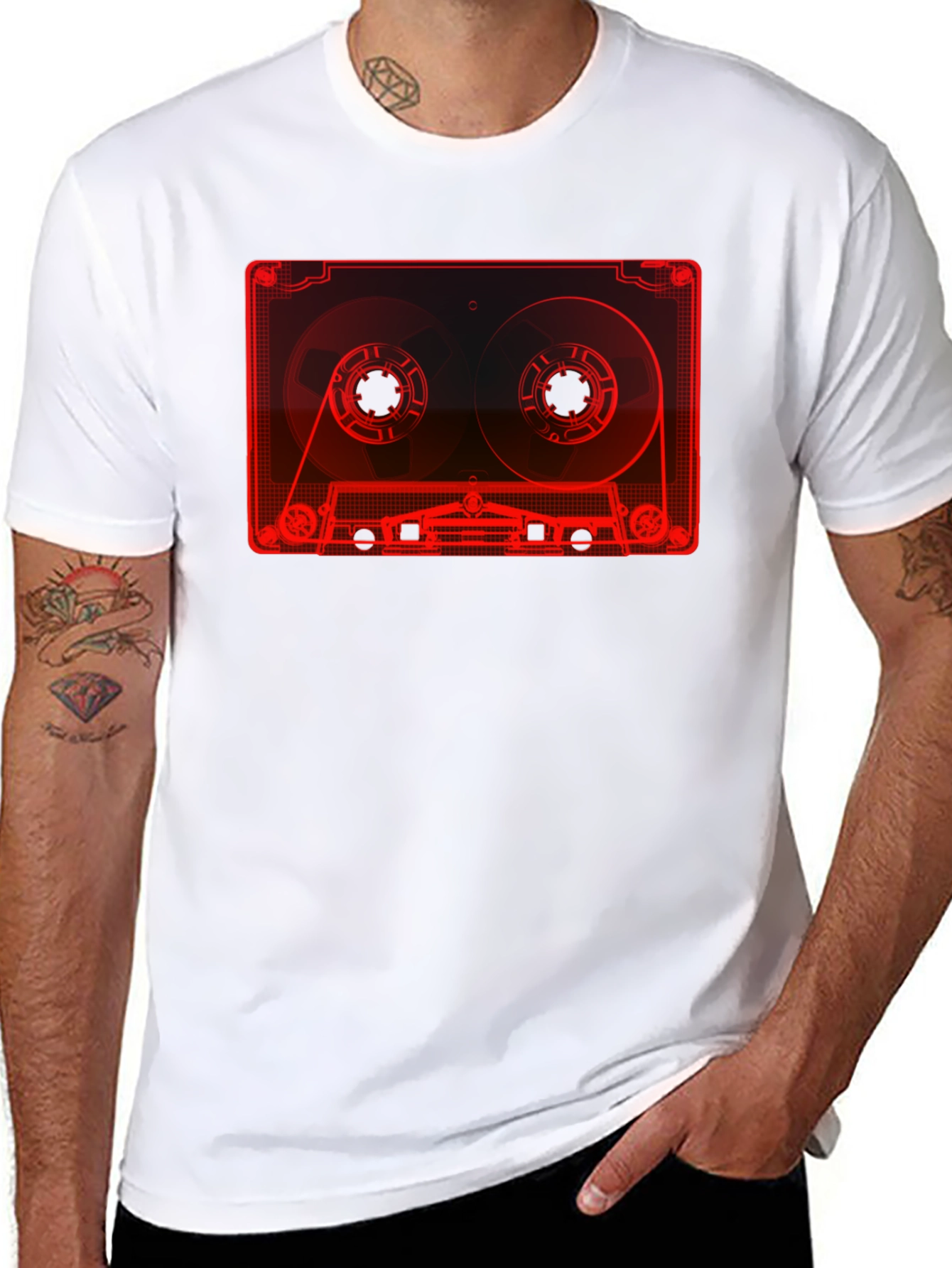 Retro Cassette Tape Graphic T-Shirt - Black