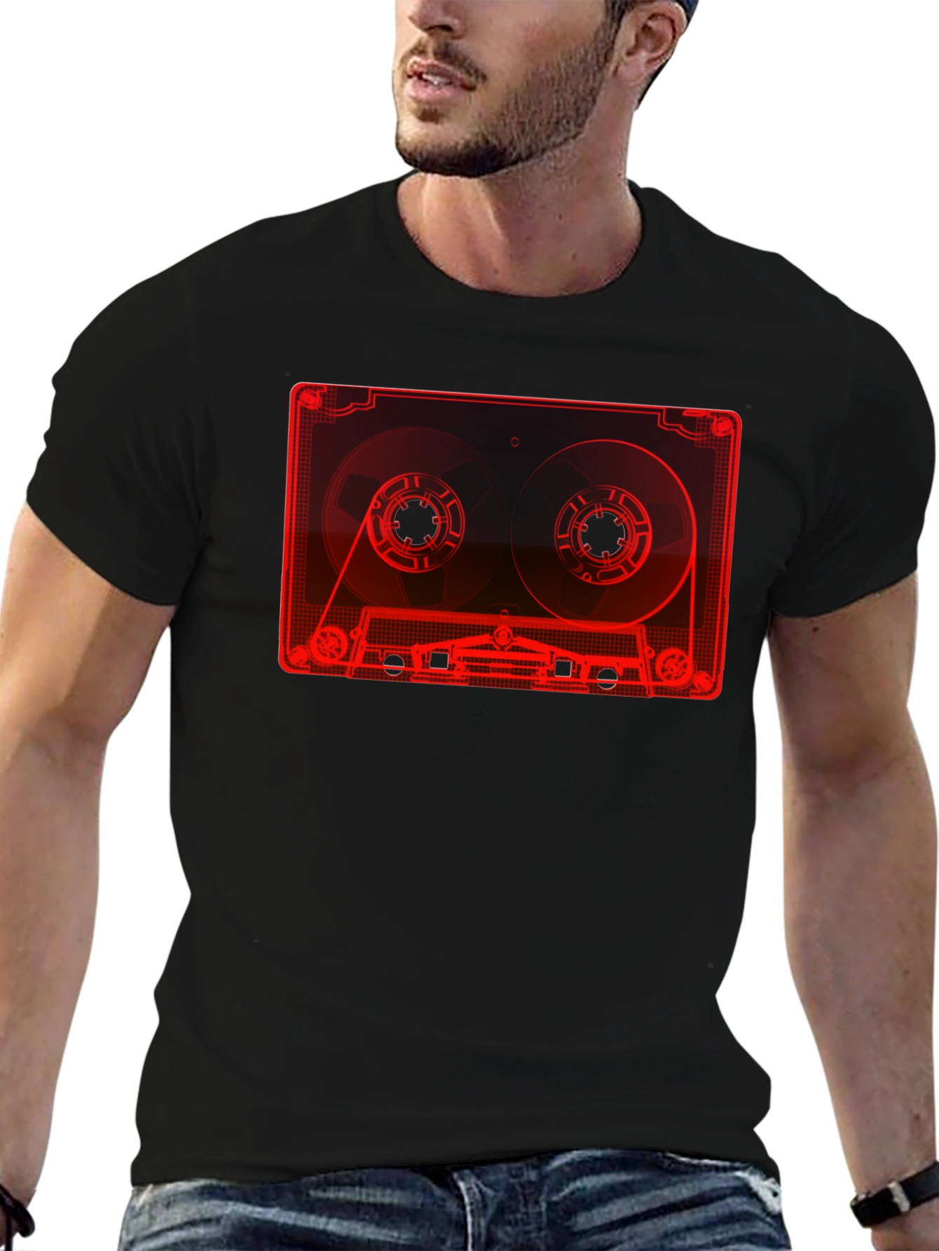 Retro Cassette Tape Graphic T-Shirt - Black