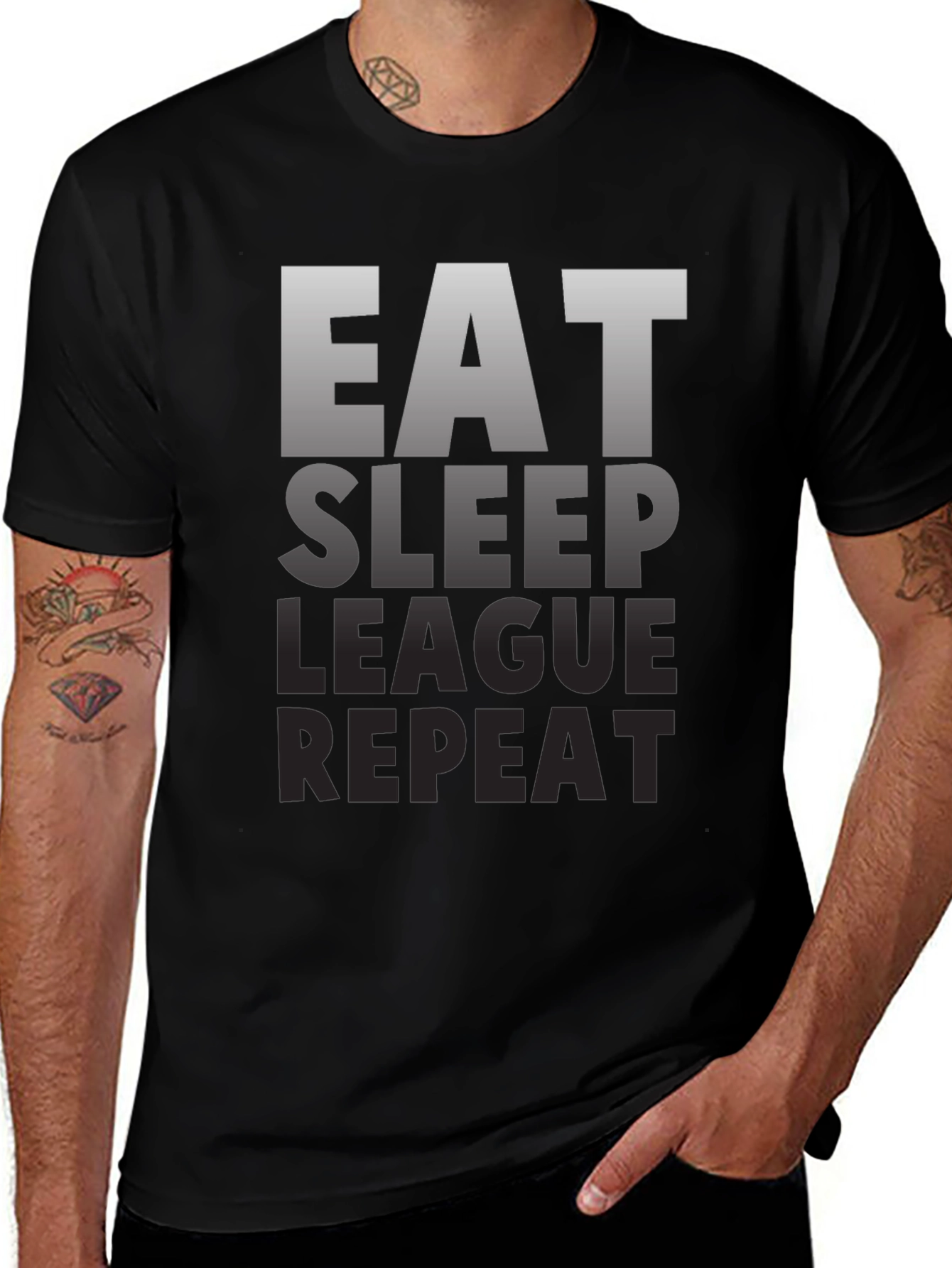 Eat Sleep League Repeat Gamer T-Shirt - Black