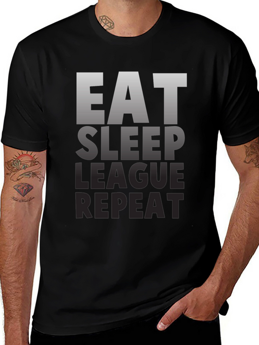 Eat Sleep League Repeat Gamer T-Shirt - Black