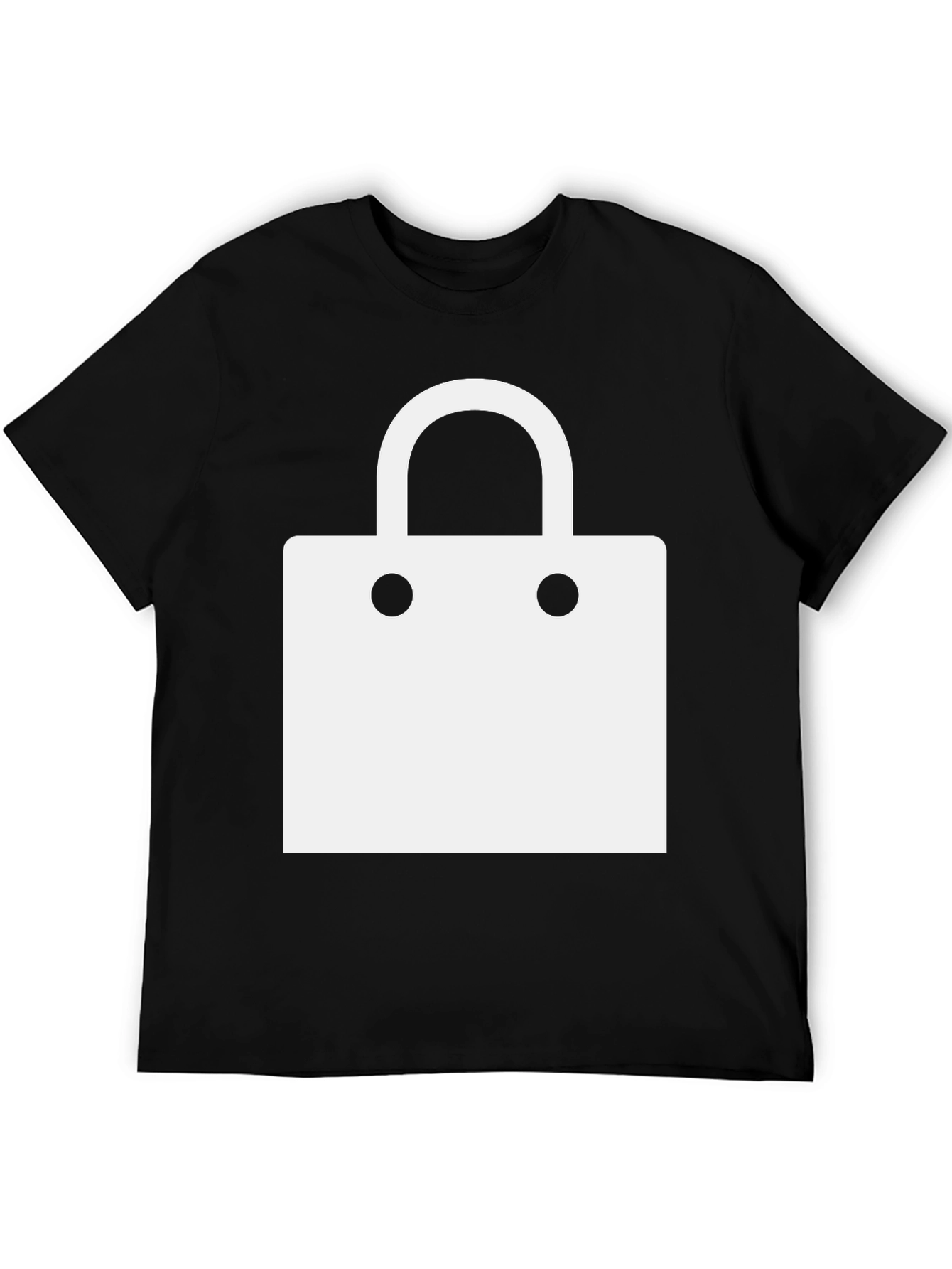 Modern Black T-Shirt with Shopping Bag Design