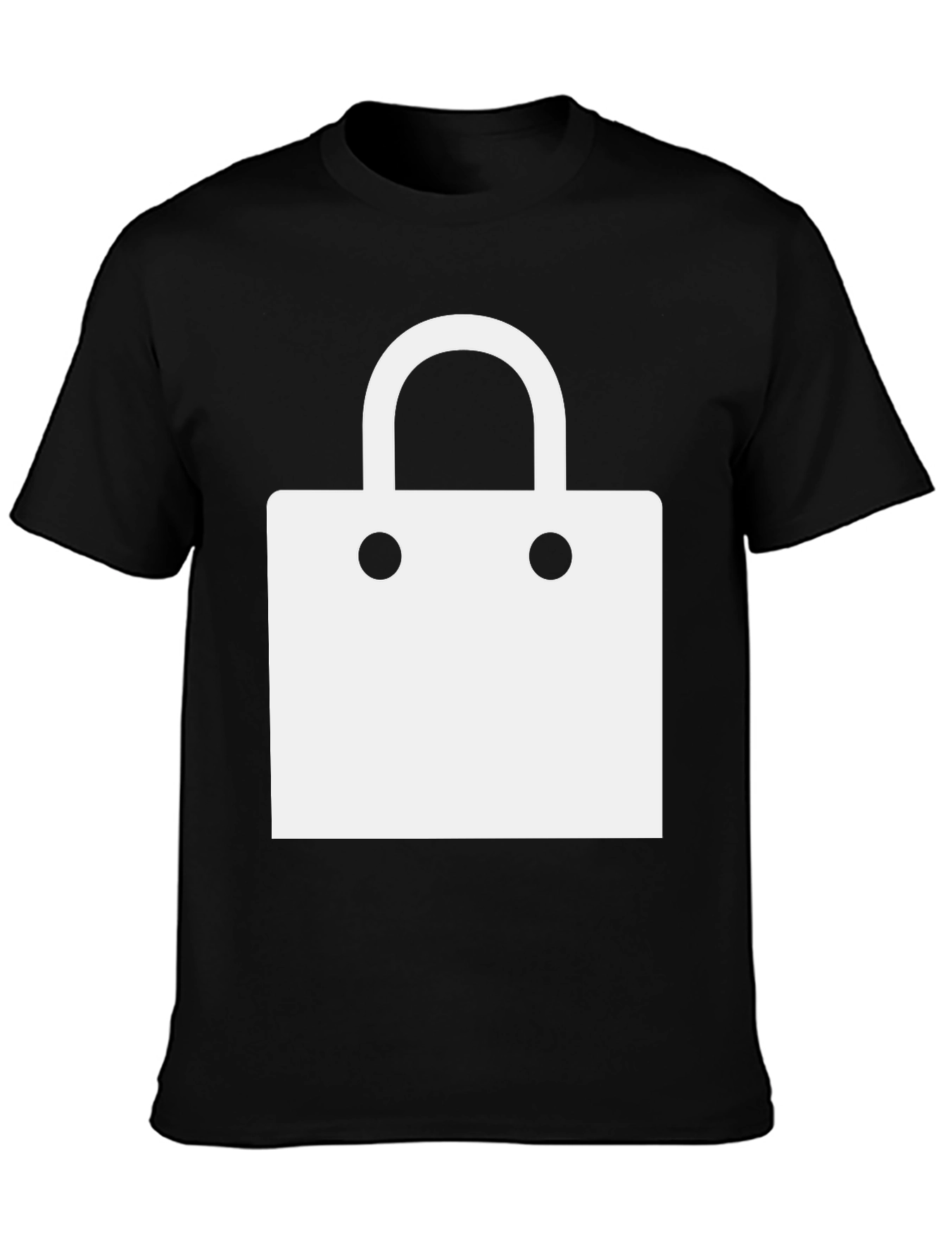Modern Black T-Shirt with Shopping Bag Design