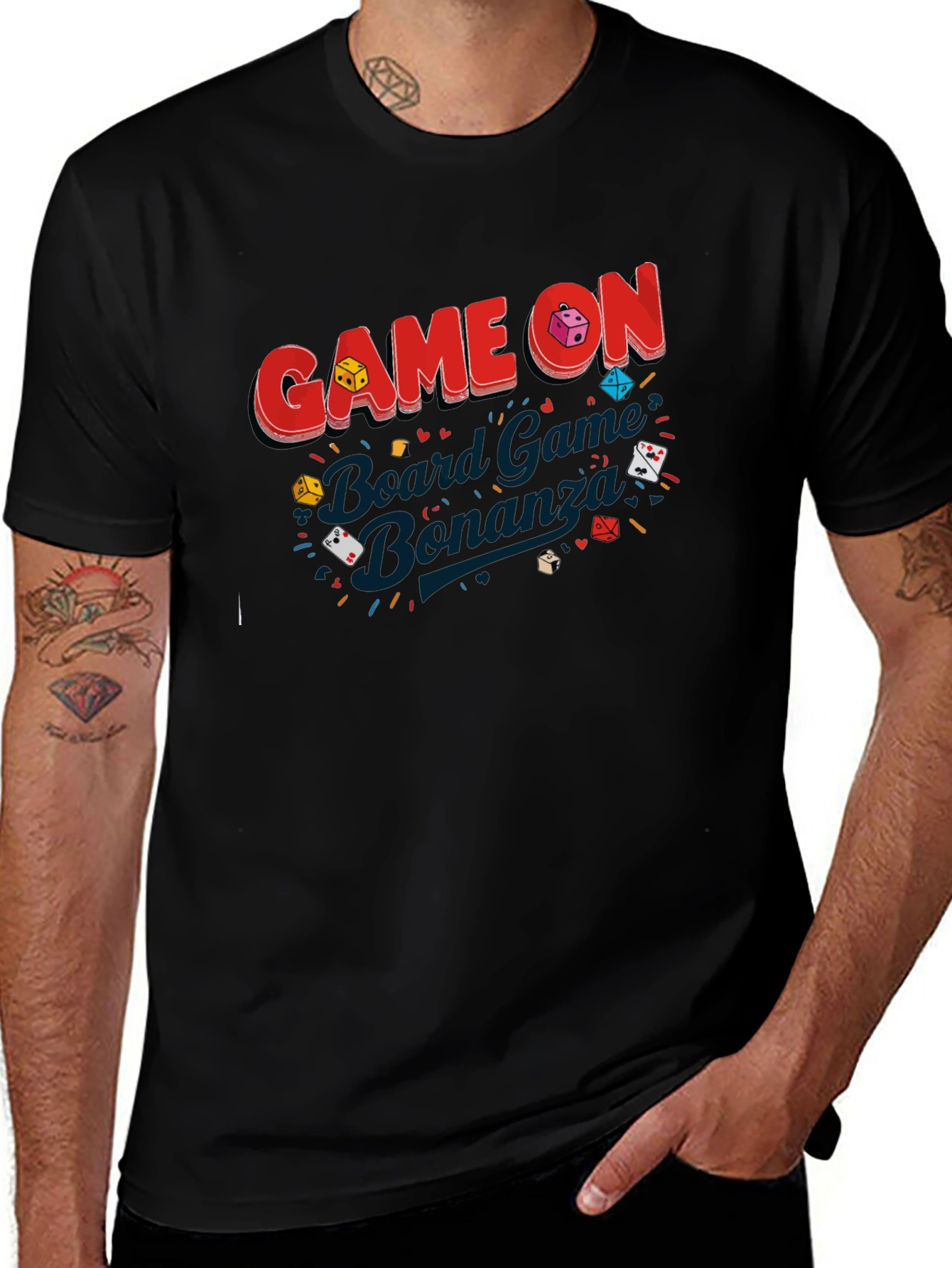 Game On Board Game Bonanza Black T-Shirt
