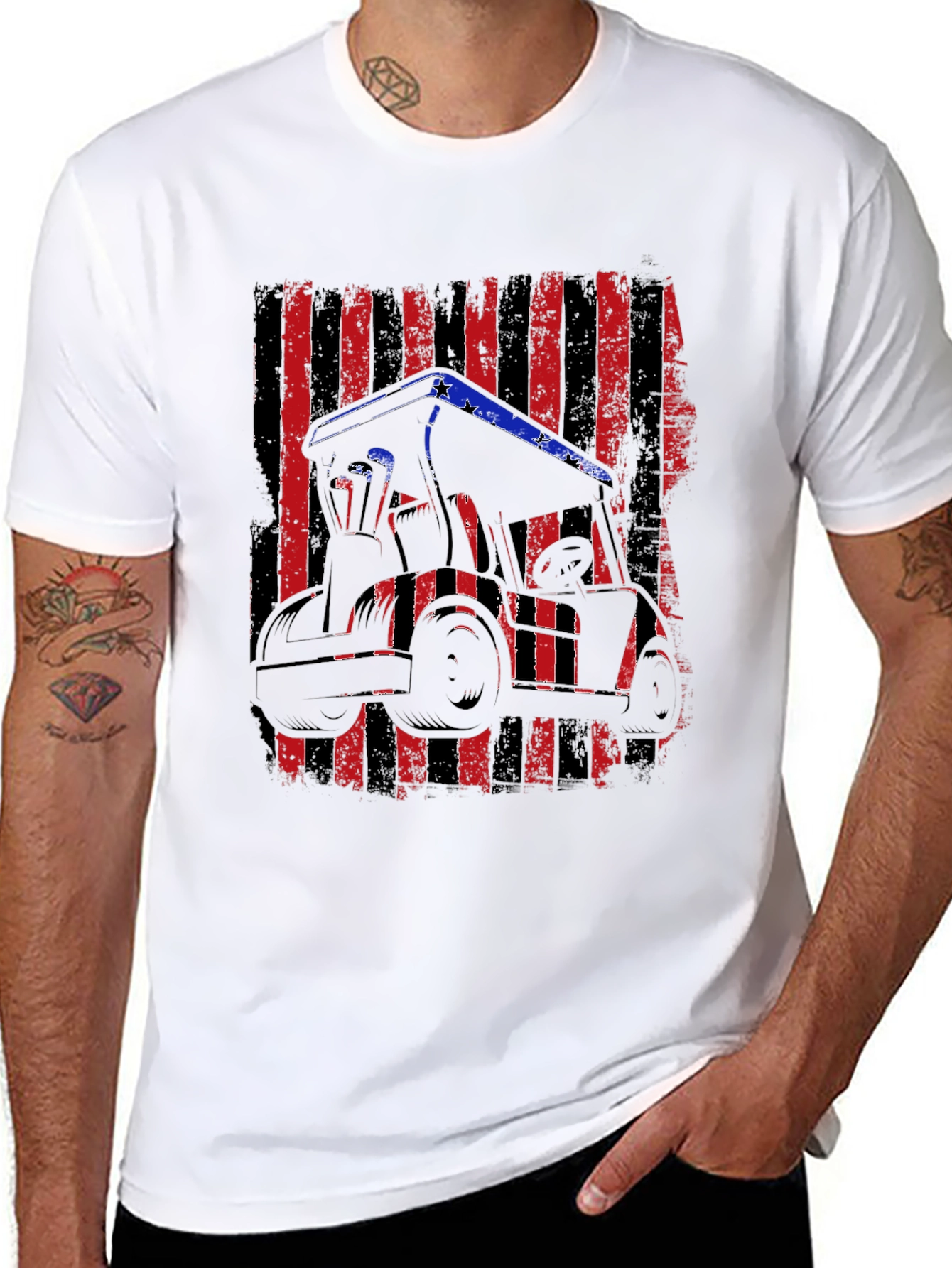 American Flag Golf Cart T-Shirt