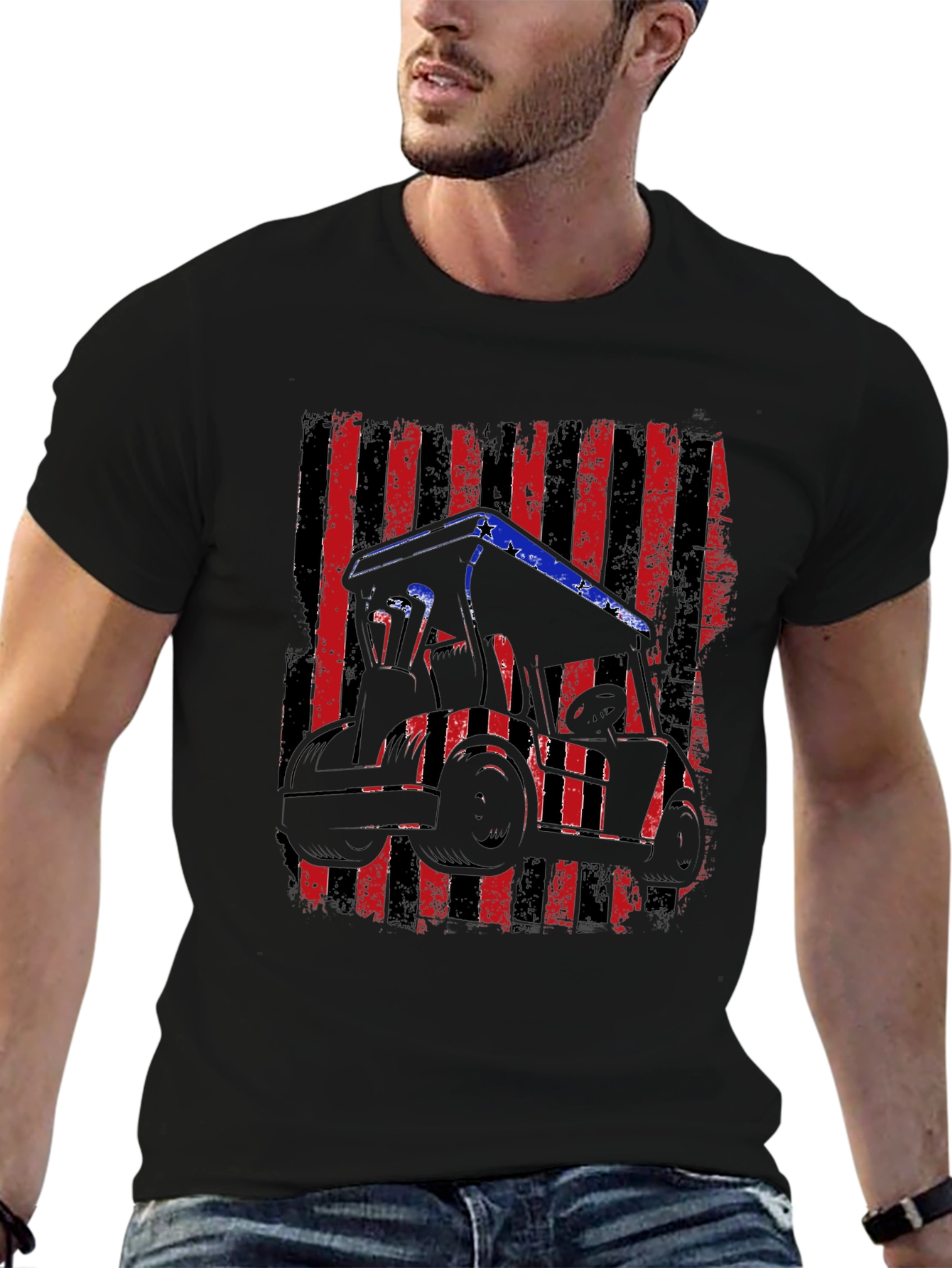 American Flag Golf Cart T-Shirt