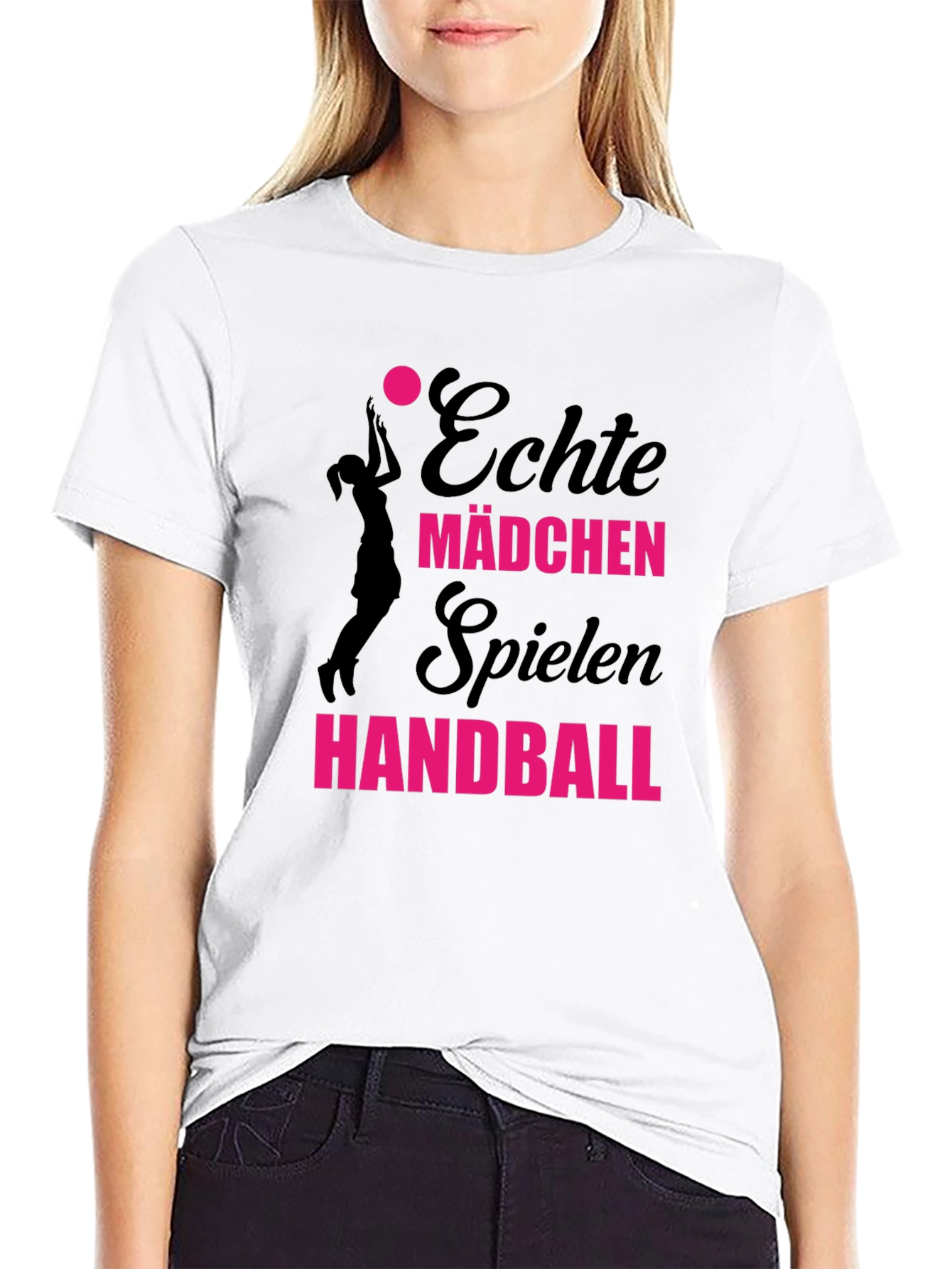 Echte Mädchen Spielen Handball T-Shirt