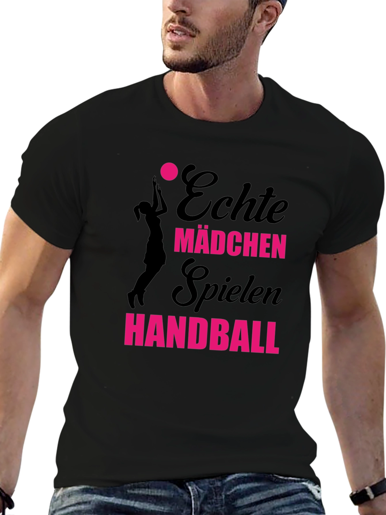 Echte Mädchen Spielen Handball T-Shirt