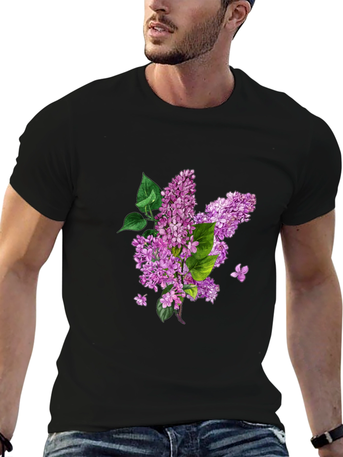 Floral Print Tee - Black