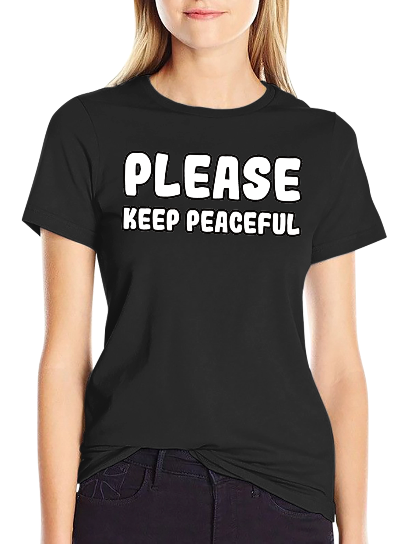 Please Keep Peaceful Black T-Shirt