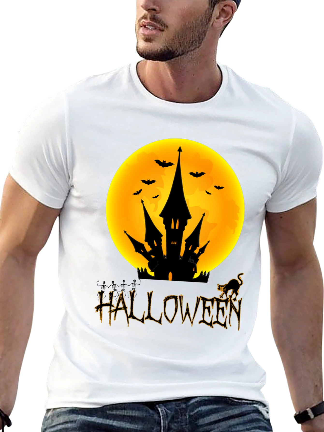 Halloween Castle Moon Graphic Tee