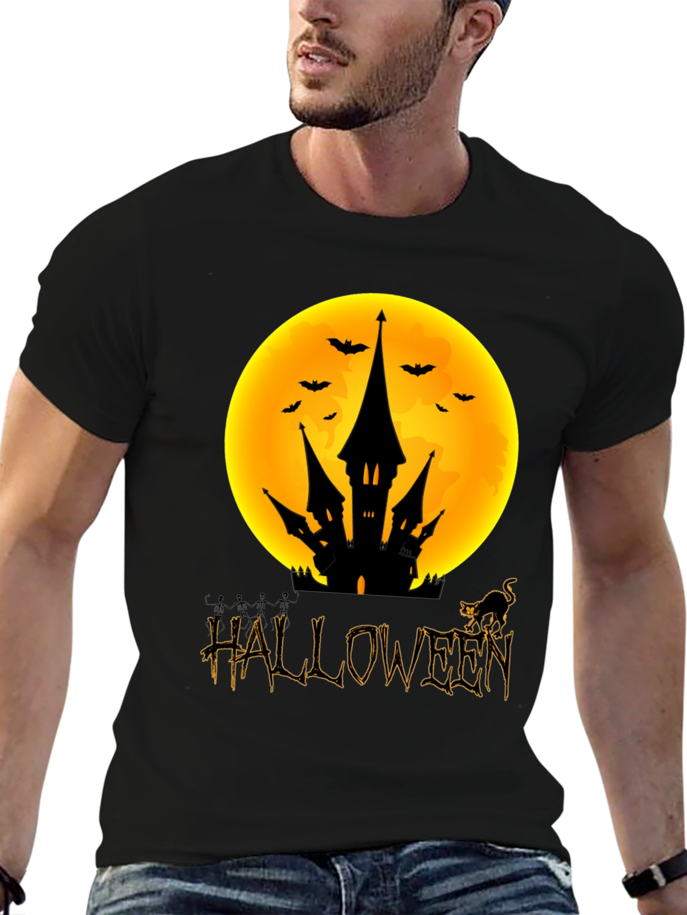 Halloween Castle Moon Graphic Tee