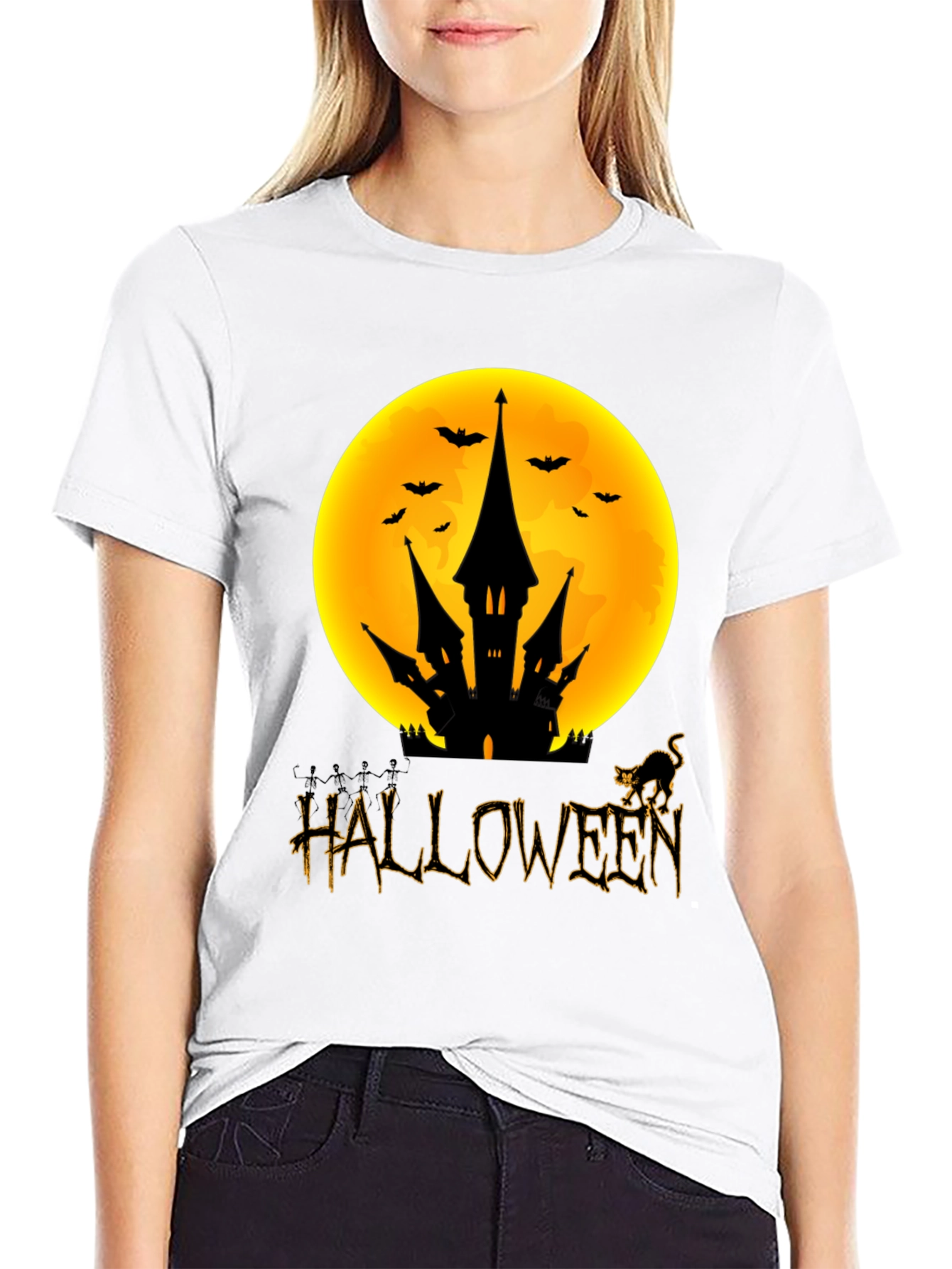 Halloween Castle Moon Graphic Tee