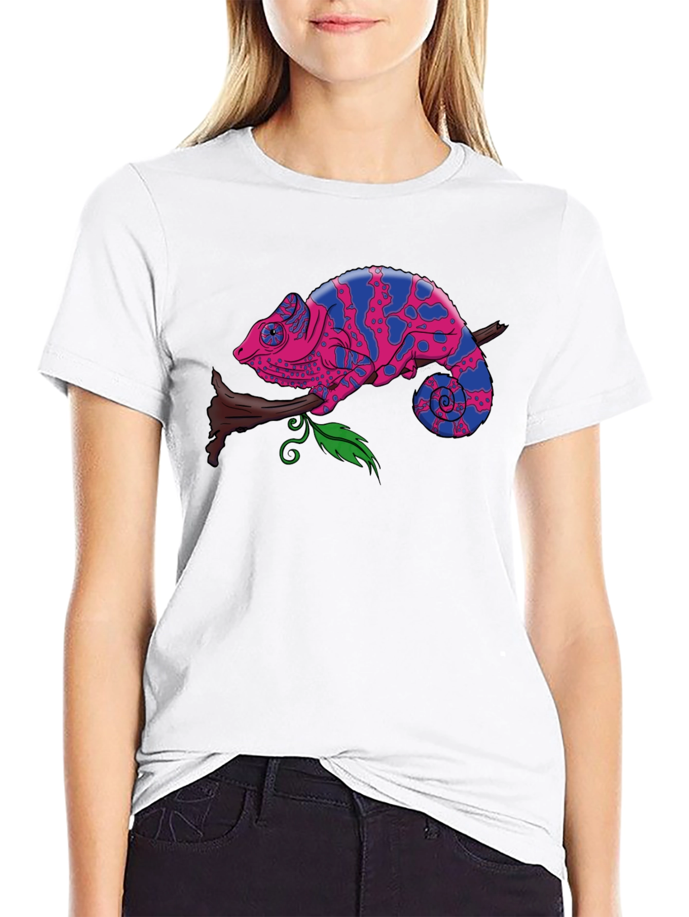 Chameleon Graphic Print Tee - Mens Black T-Shirt