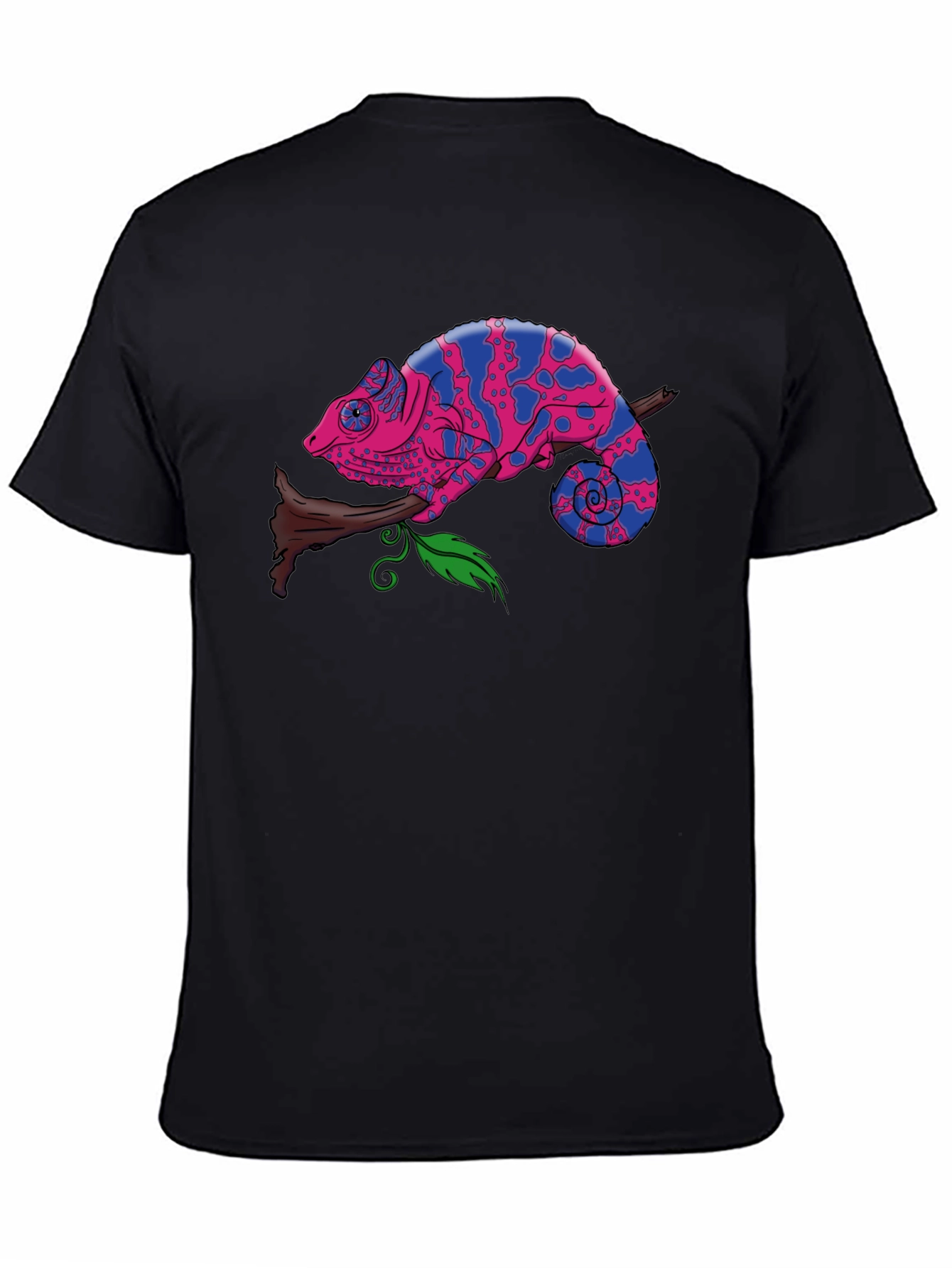 Chameleon Graphic Print Tee - Mens Black T-Shirt
