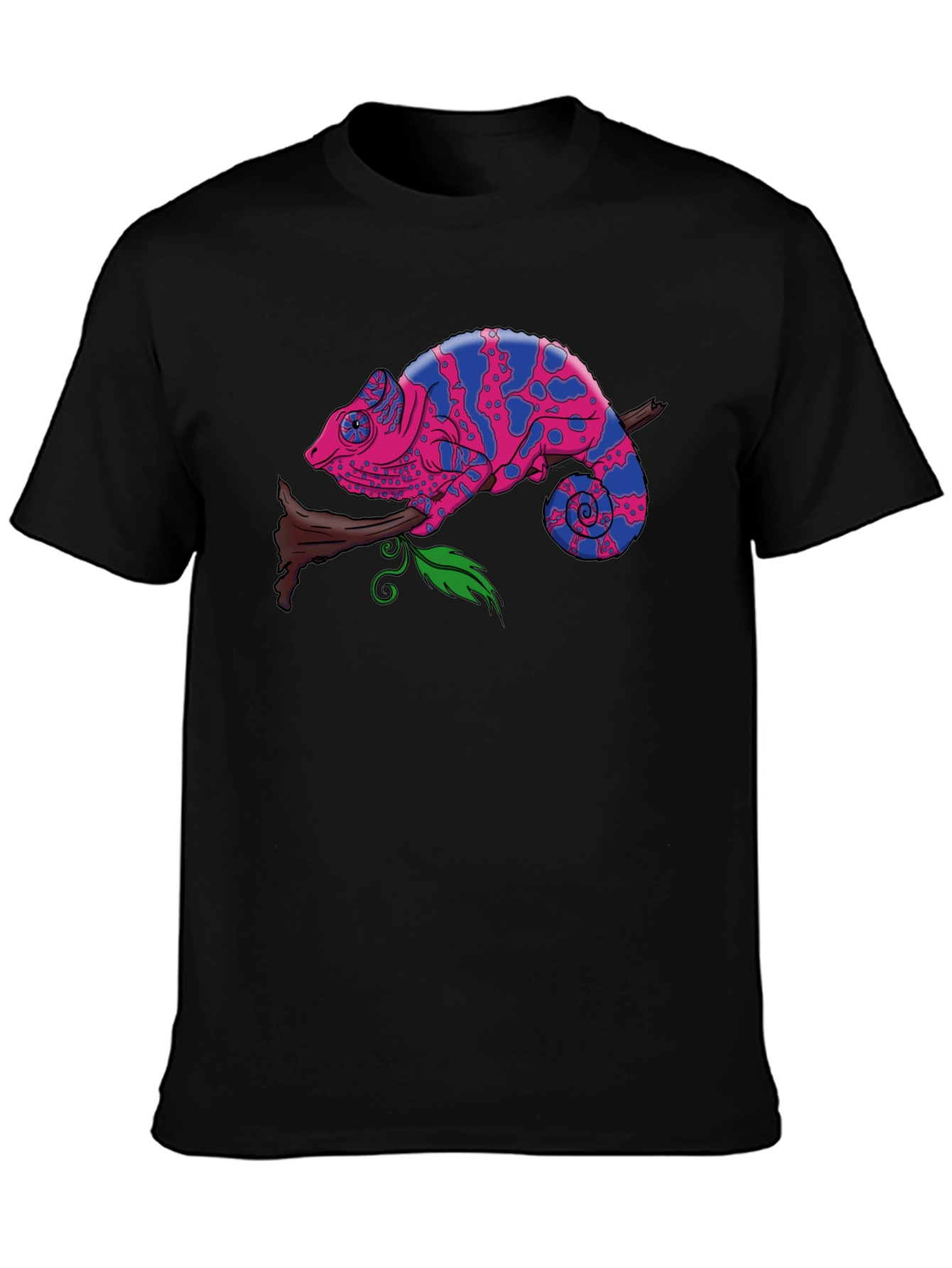 Chameleon Graphic Print Tee - Mens Black T-Shirt
