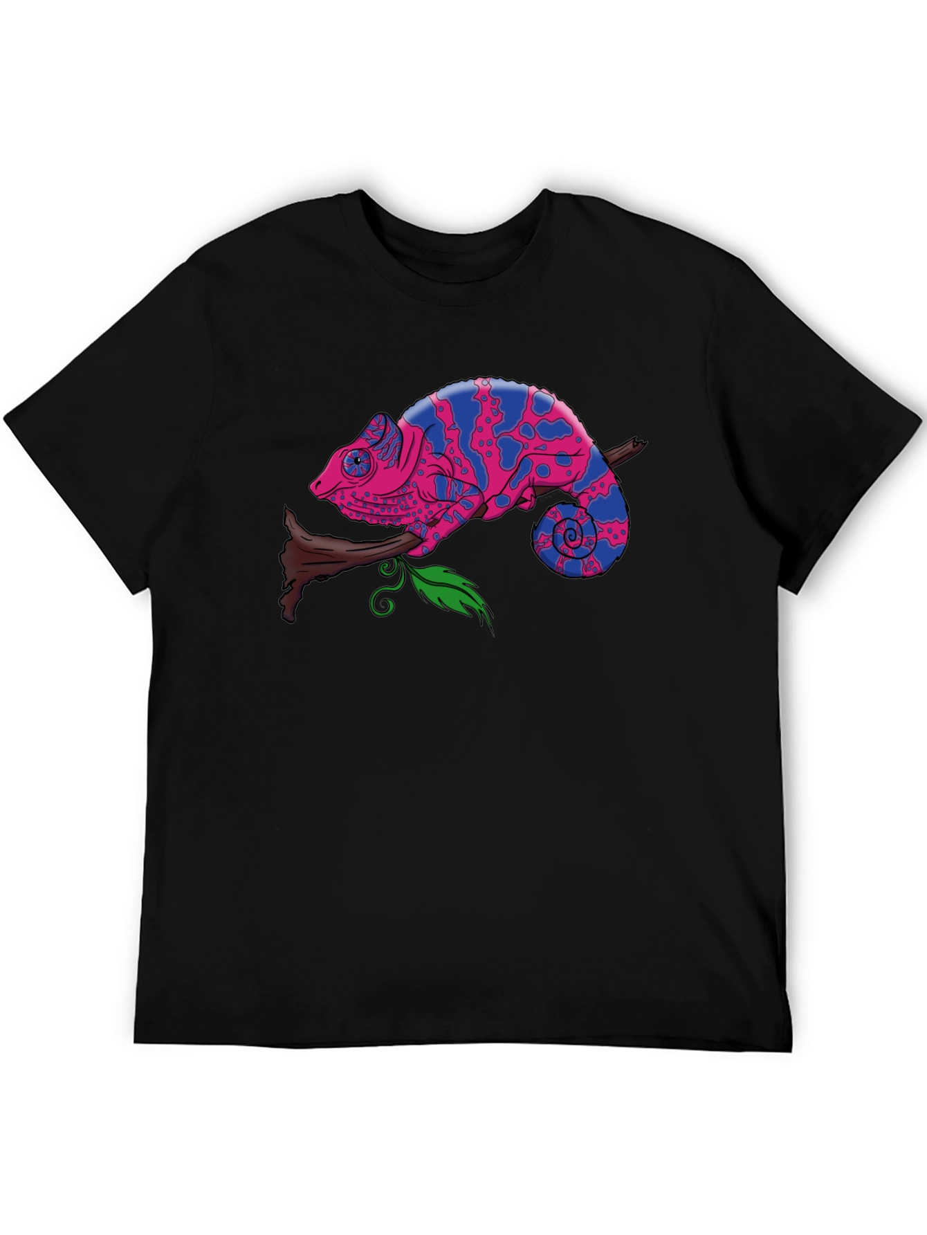 Chameleon Graphic Print Tee - Mens Black T-Shirt