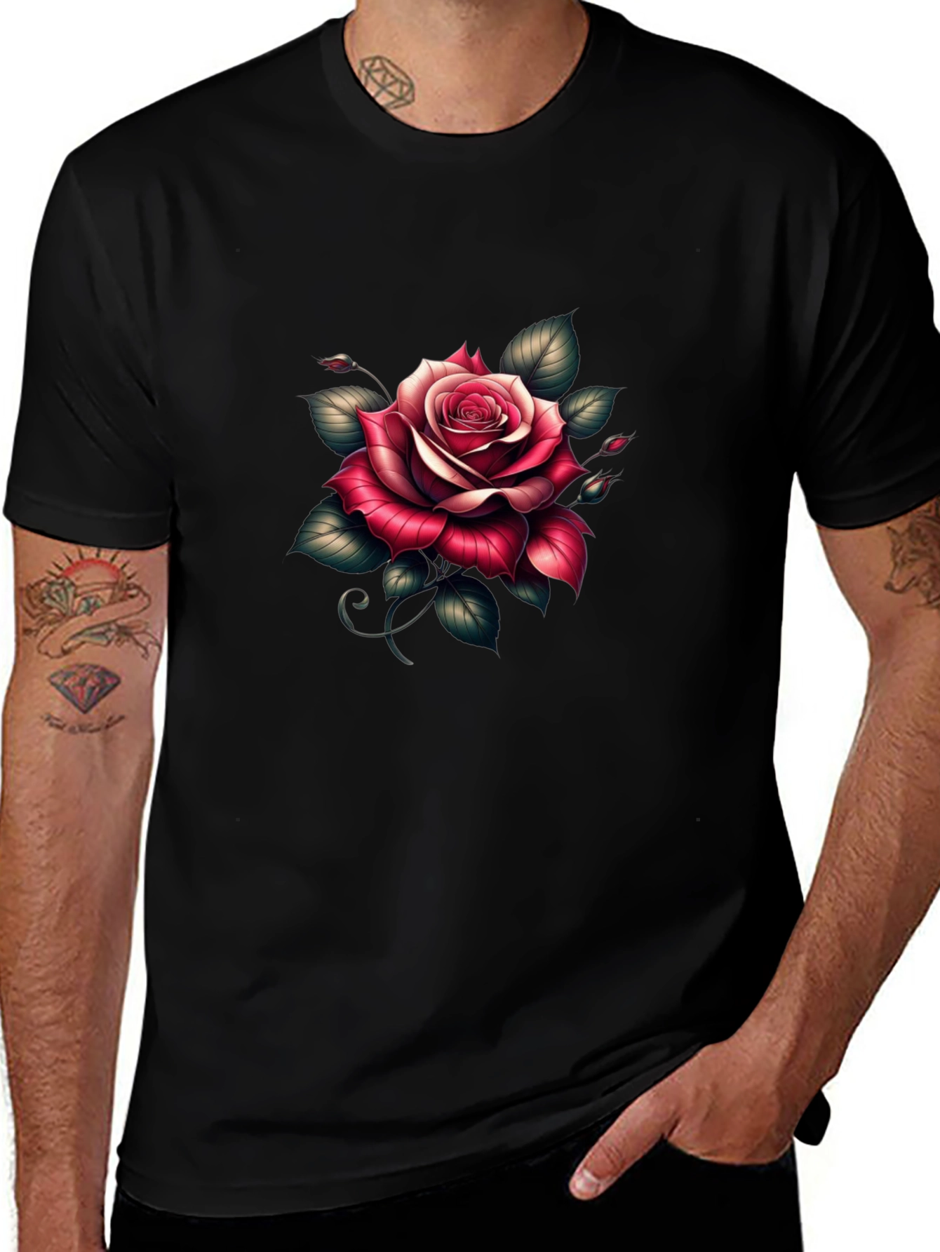 Rose Graphic Black T-Shirt - Floral Tee