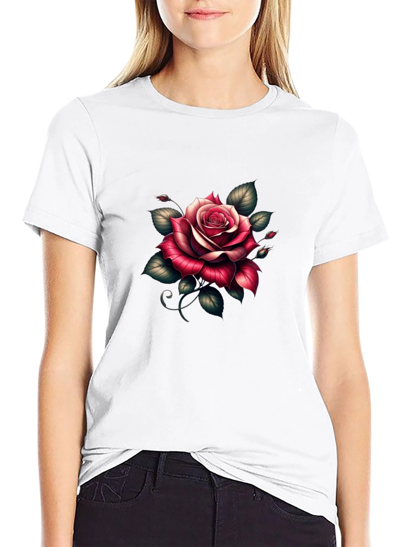 Rose Graphic Black T-Shirt - Floral Tee