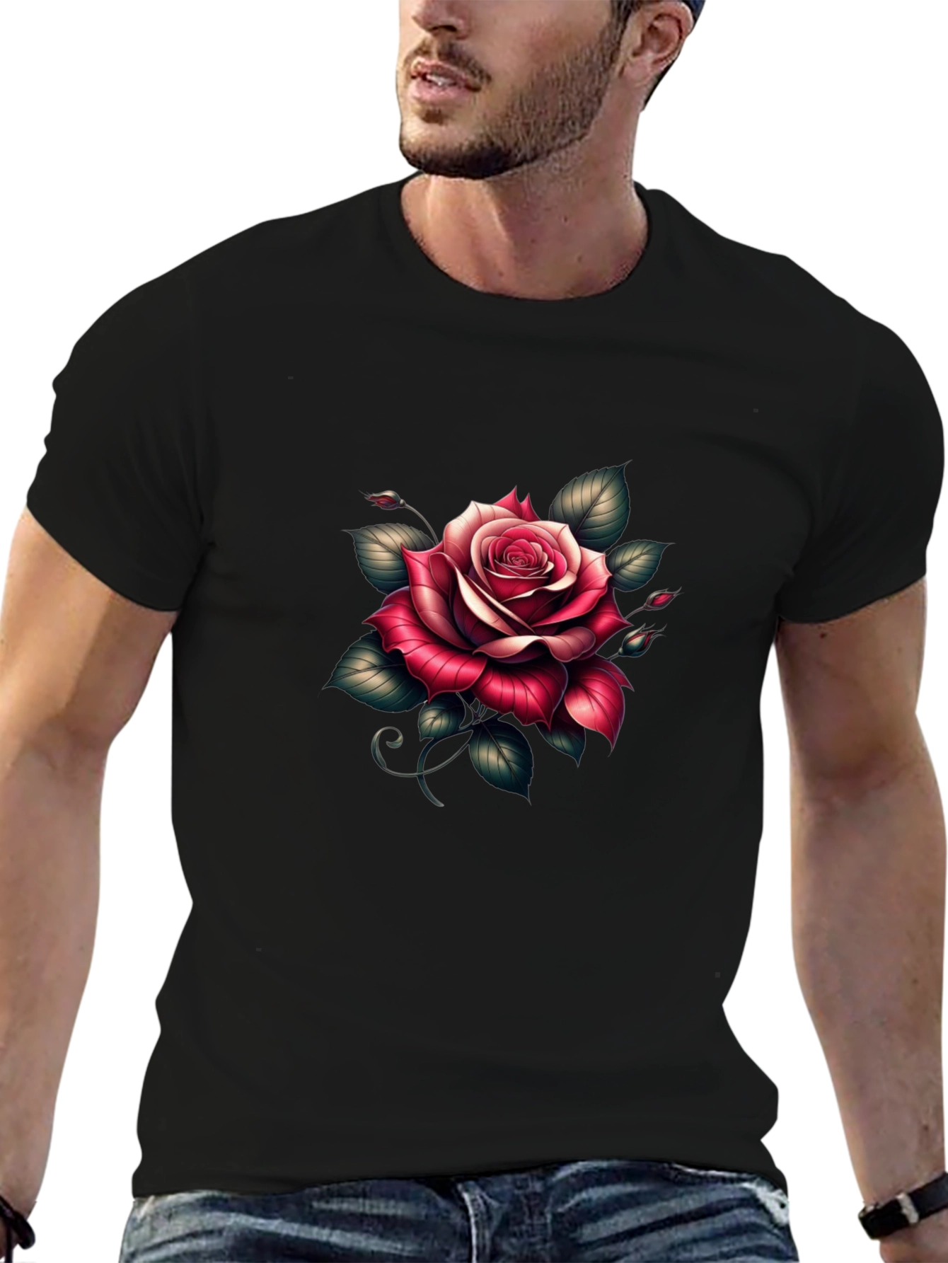 Rose Graphic Black T-Shirt - Floral Tee