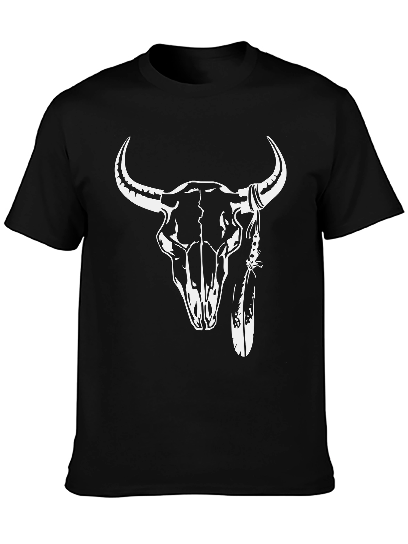 Bull Skull Graphic Tee - Western Style Black T-Shirt