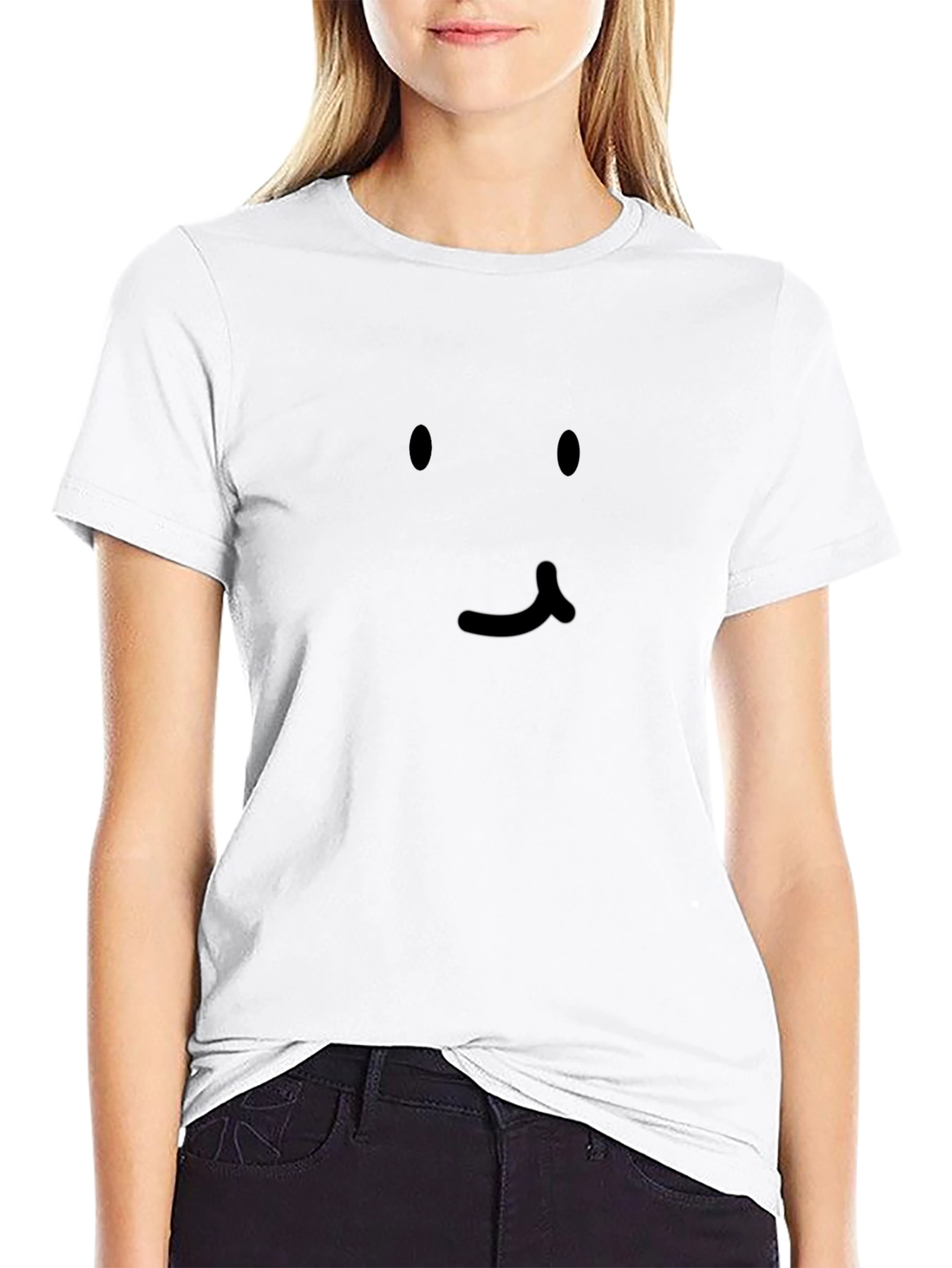 Minimalist Smiley Face Black T-Shirt