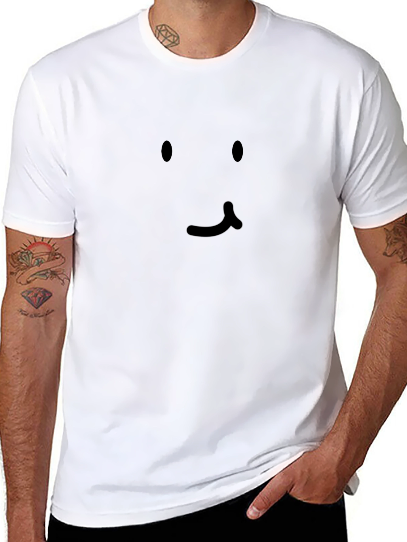 Minimalist Smiley Face Black T-Shirt