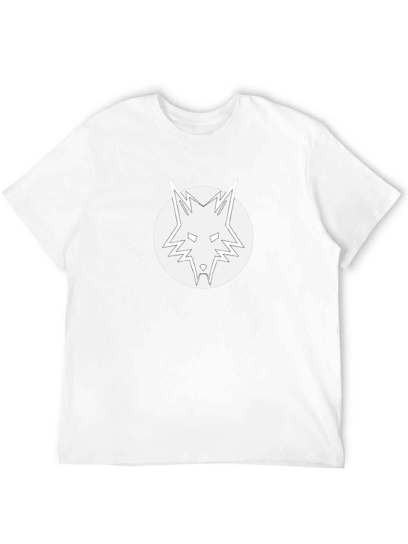 Black T-Shirt with White Wolf Graphic