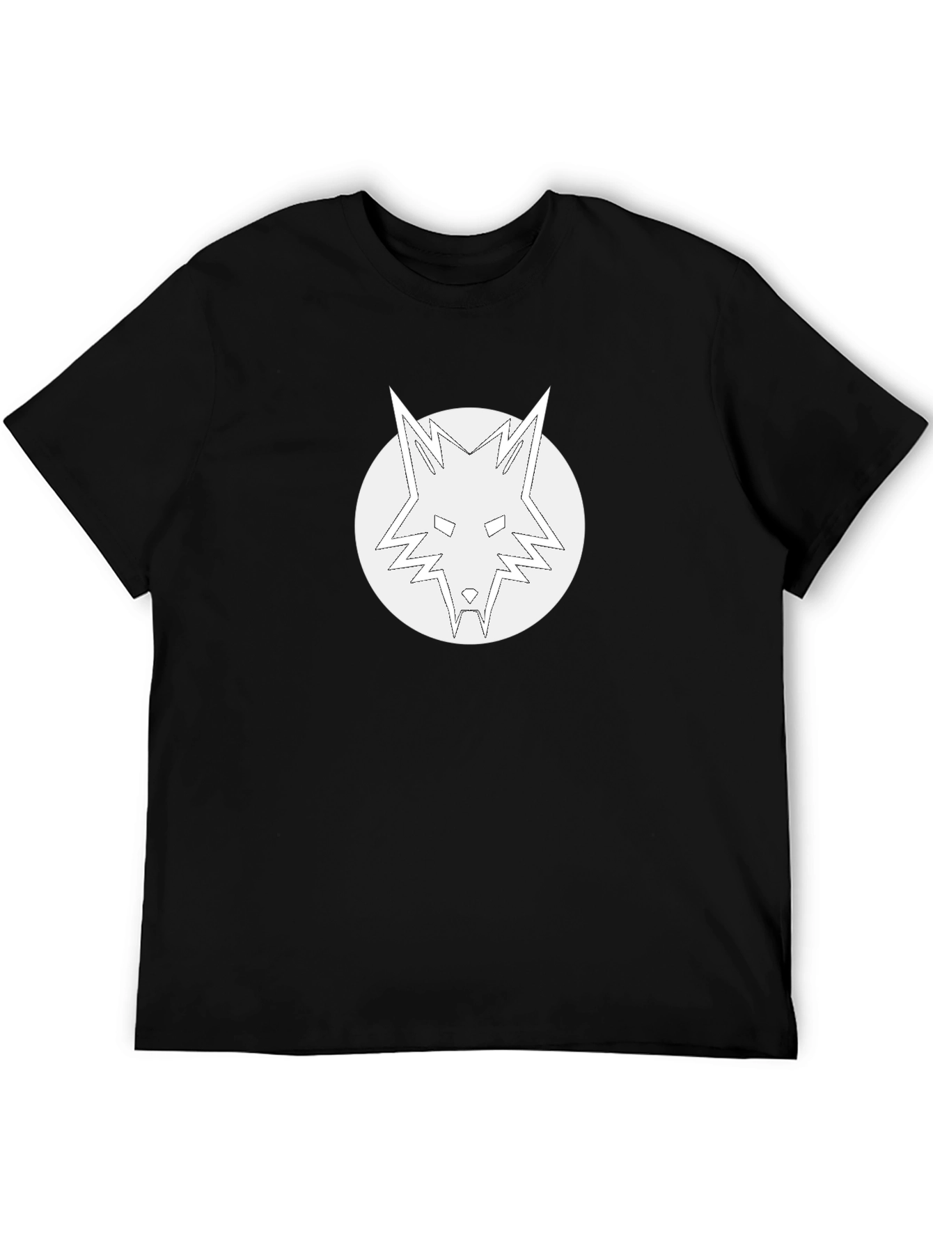 Black T-Shirt with White Wolf Graphic