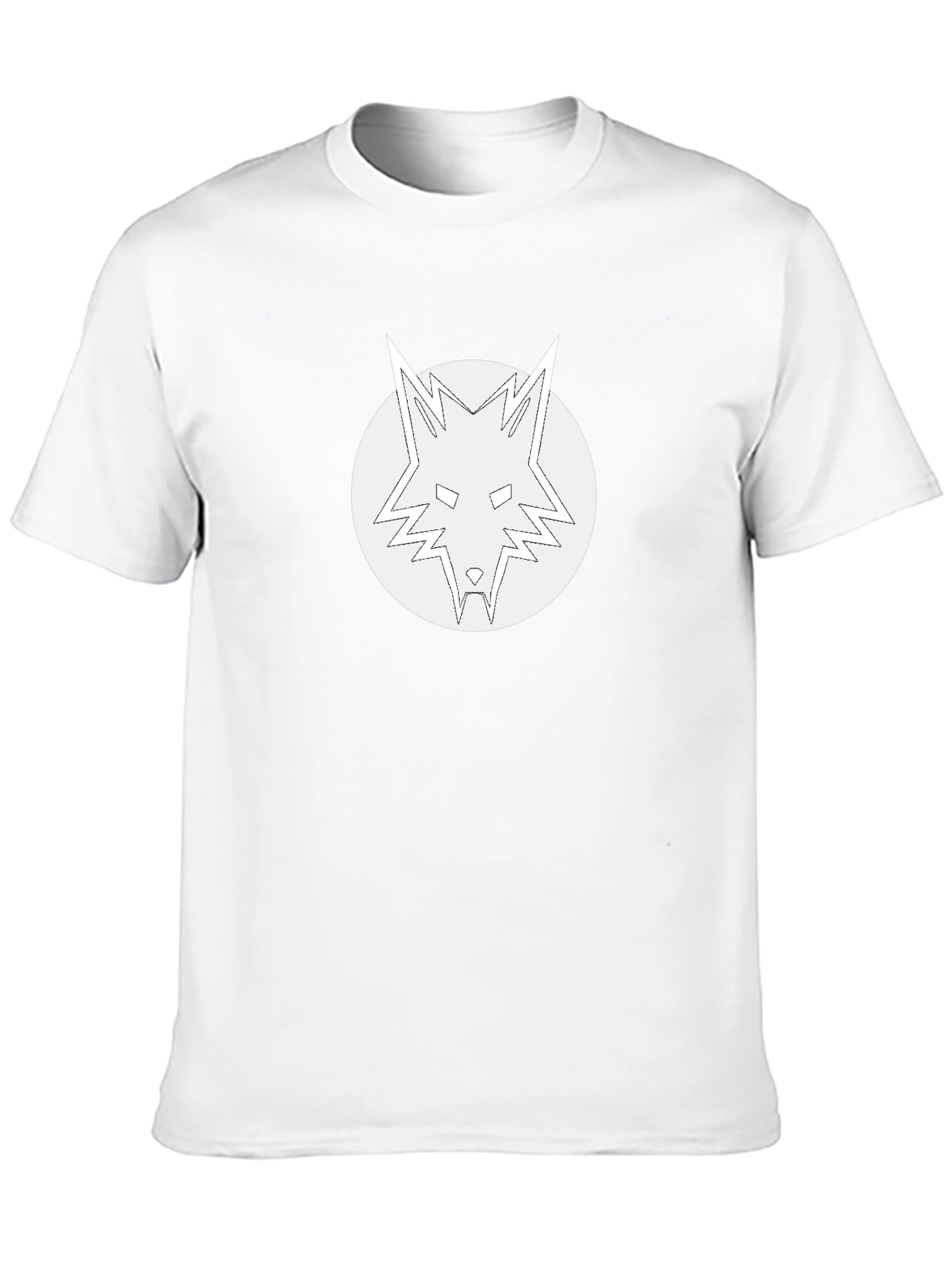 Black T-Shirt with White Wolf Graphic