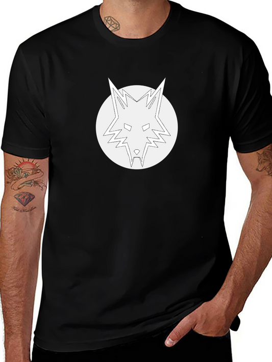 Black T-Shirt with White Wolf Graphic