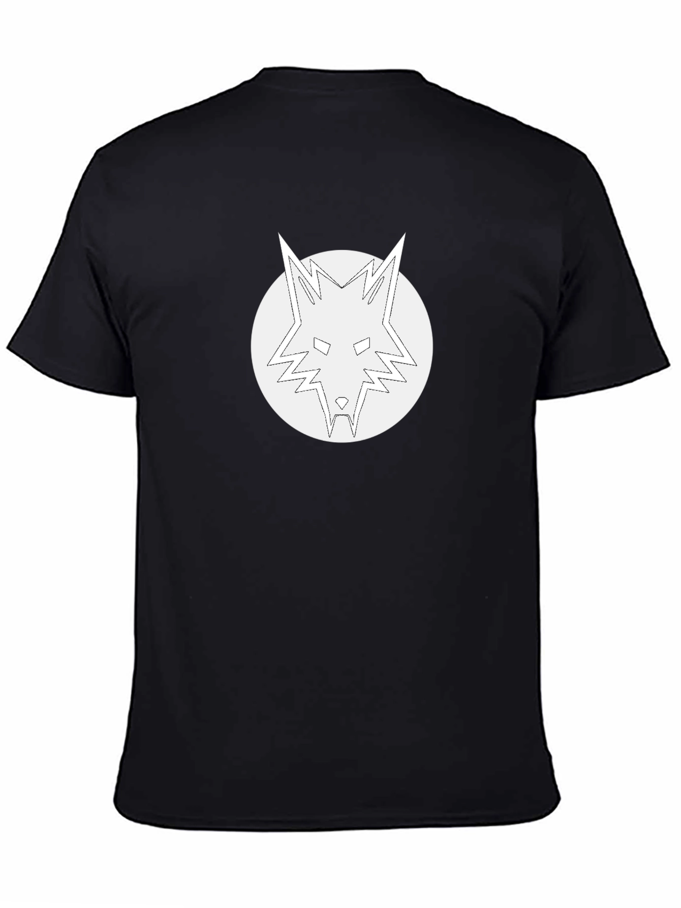 Black T-Shirt with White Wolf Graphic