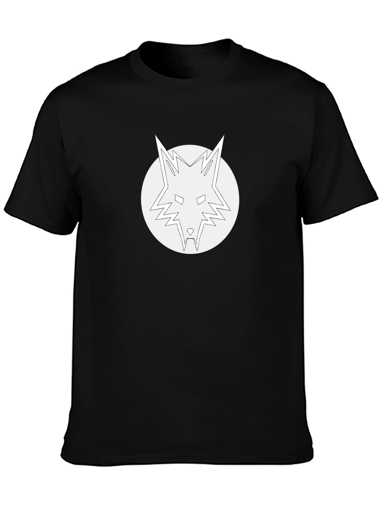 Black T-Shirt with White Wolf Graphic