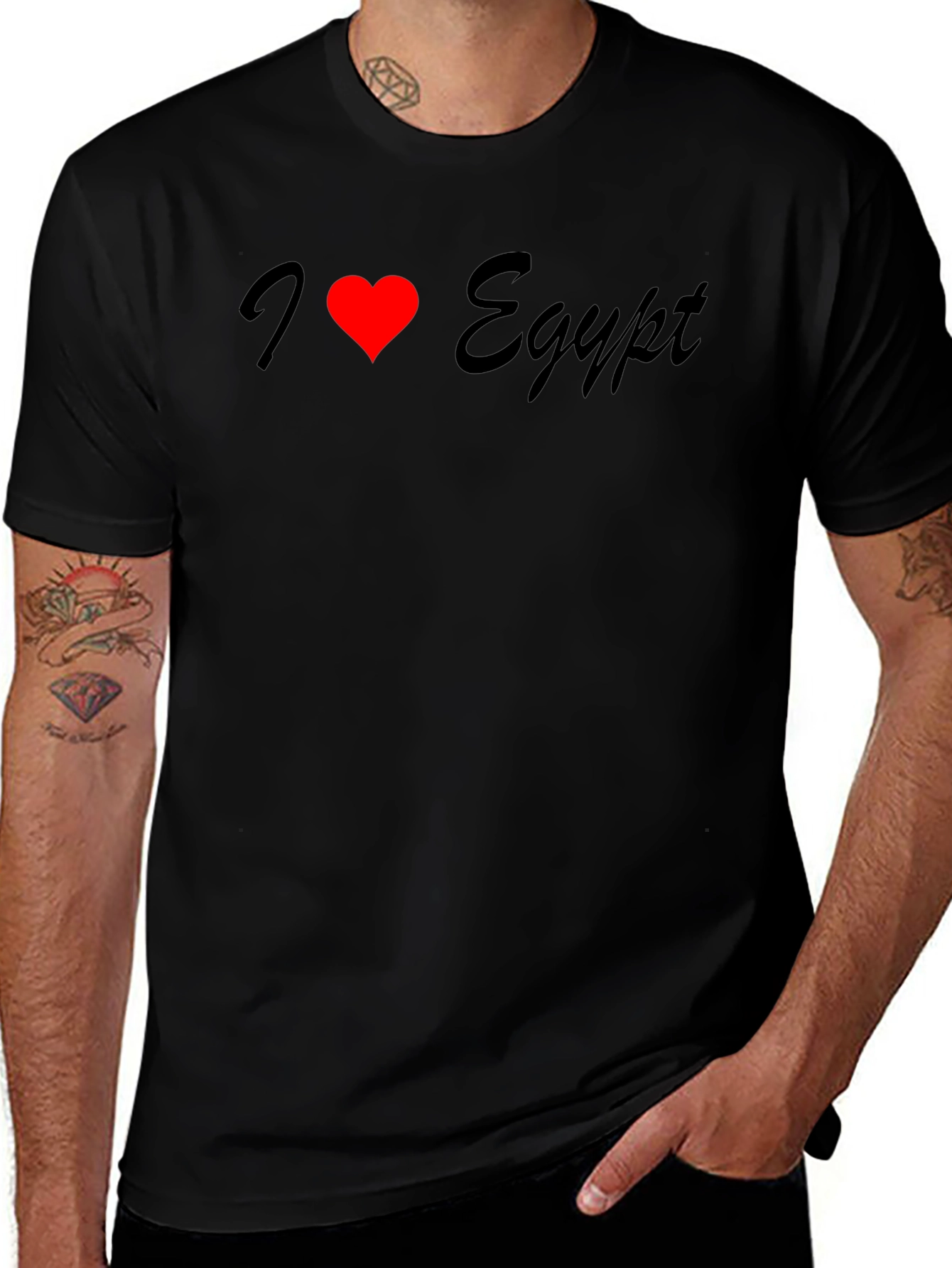 I Love Egypt T-Shirt - Black Crew Neck Tee