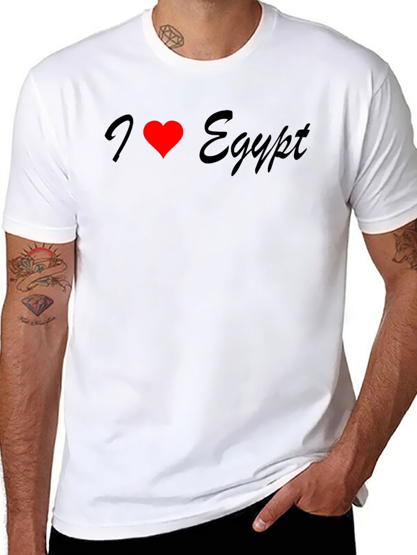 I Love Egypt T-Shirt - Black Crew Neck Tee