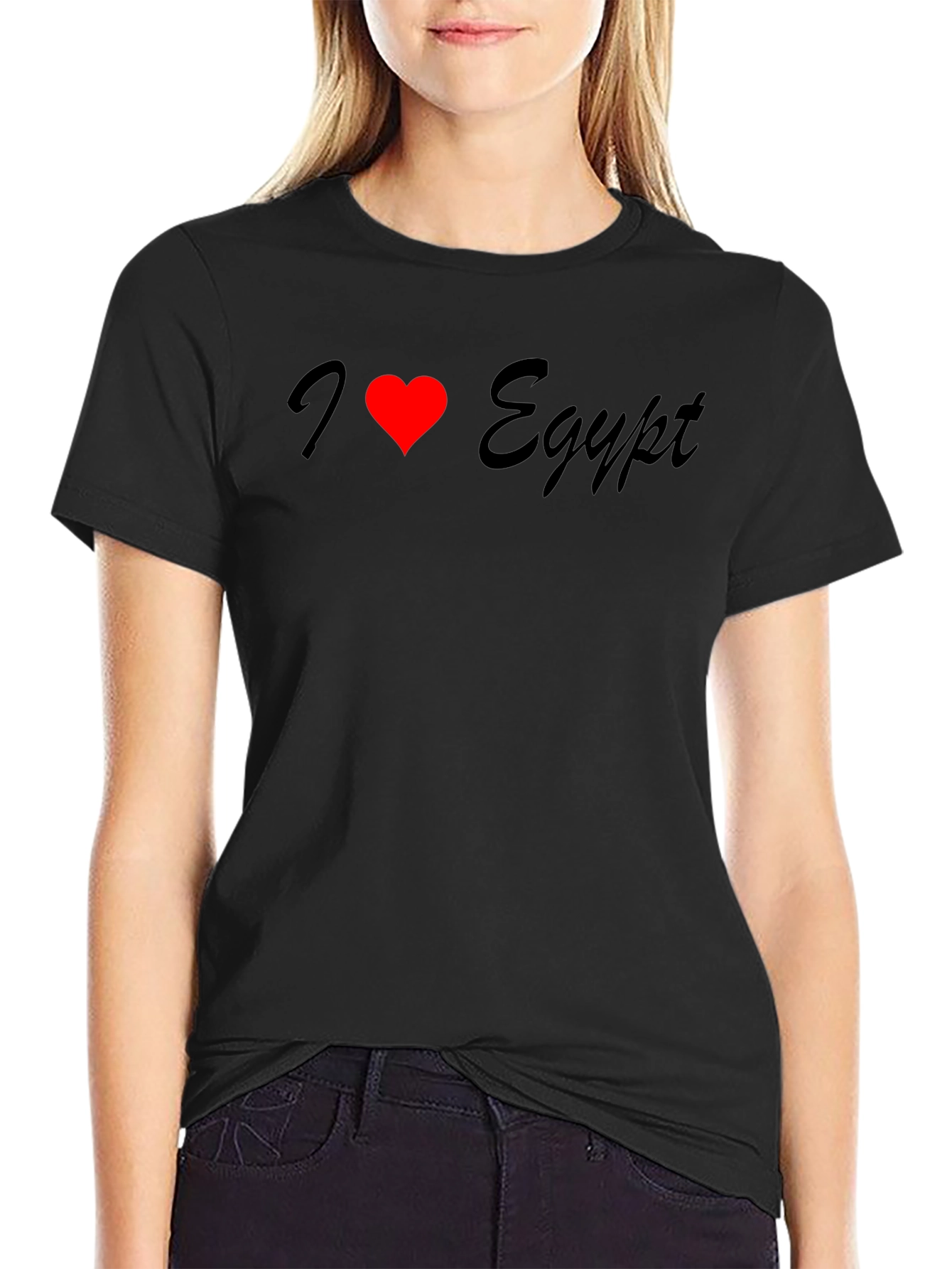 I Love Egypt T-Shirt - Black Crew Neck Tee