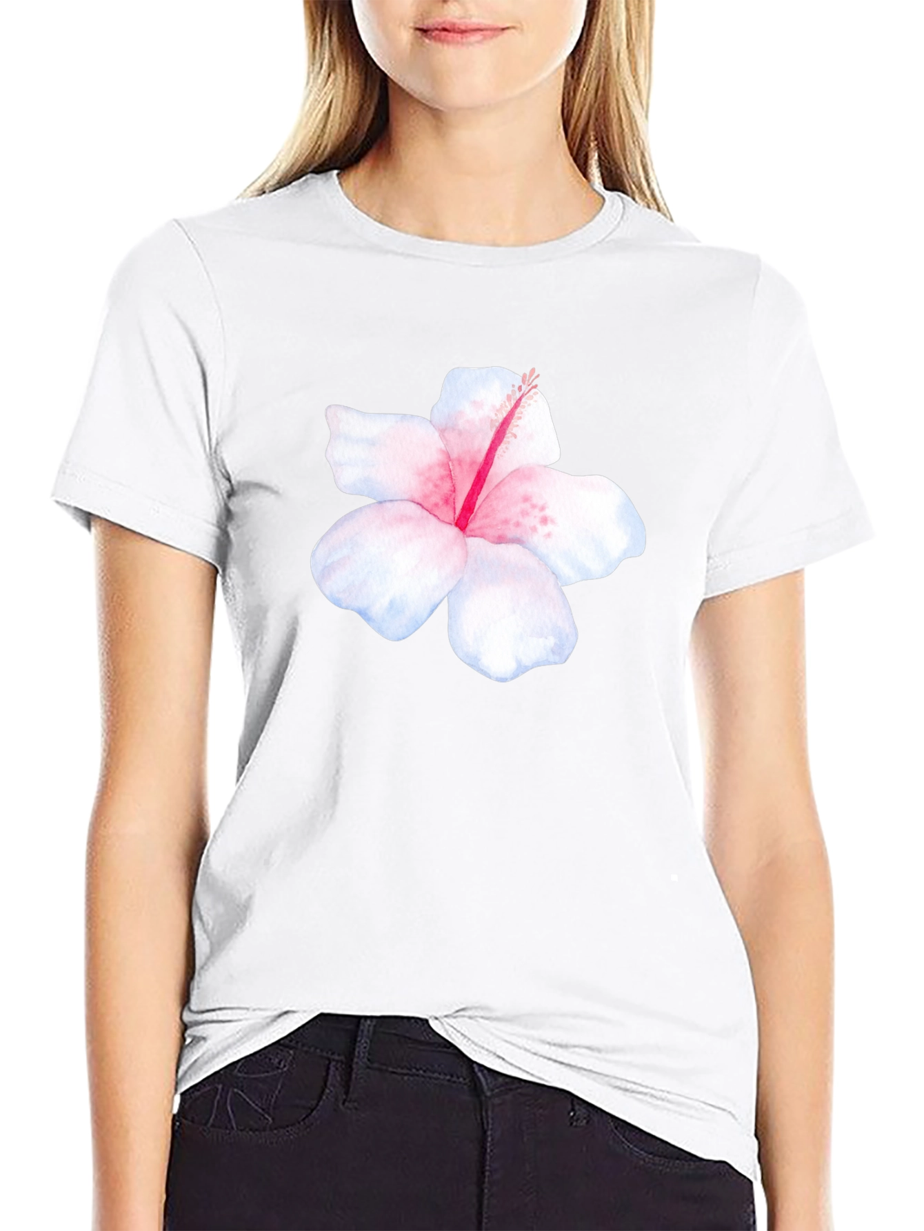 Hibiscus Flower Black T-Shirt