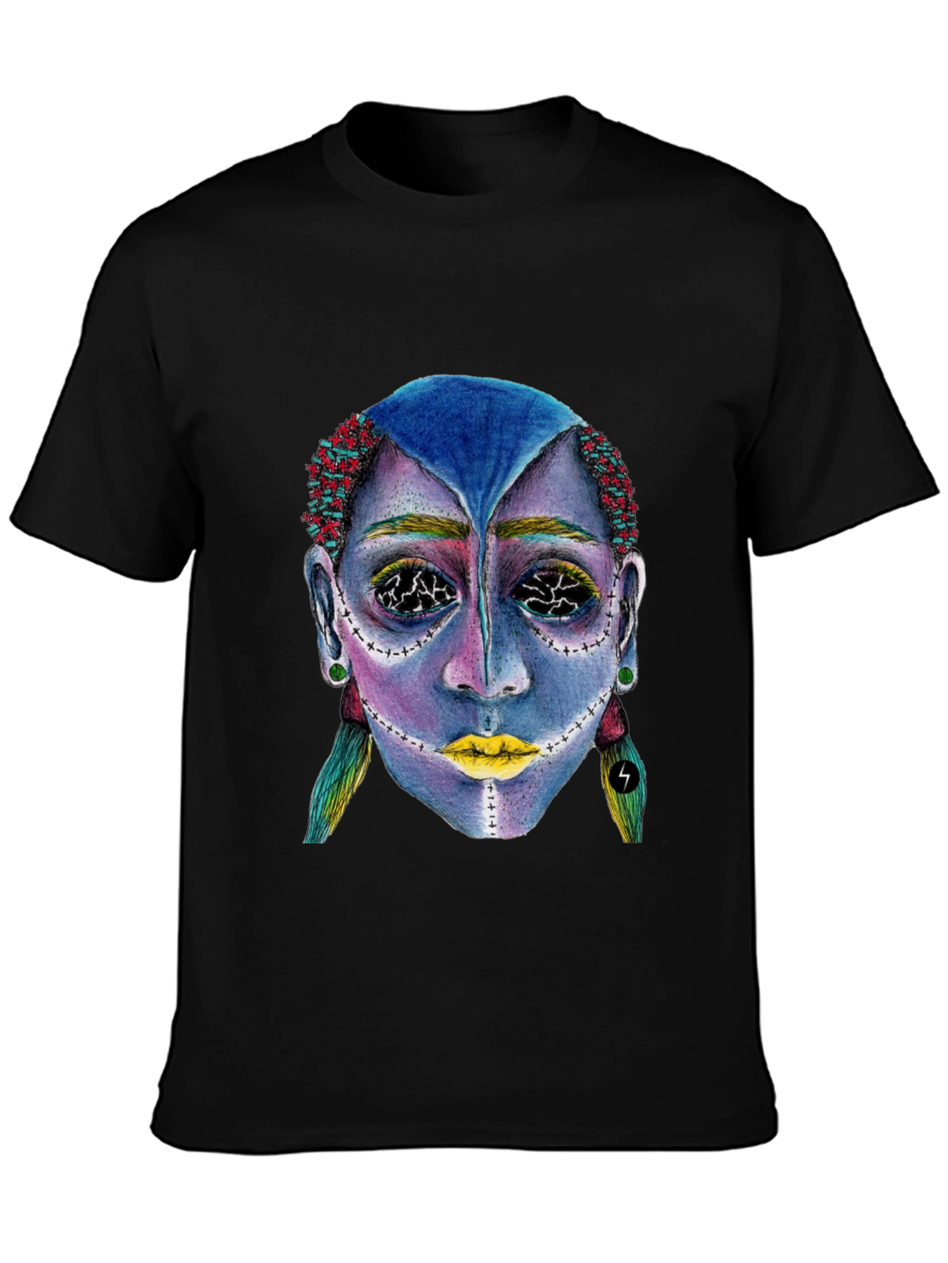 Unique Graphic Tee: Avant-Garde Portrait Design