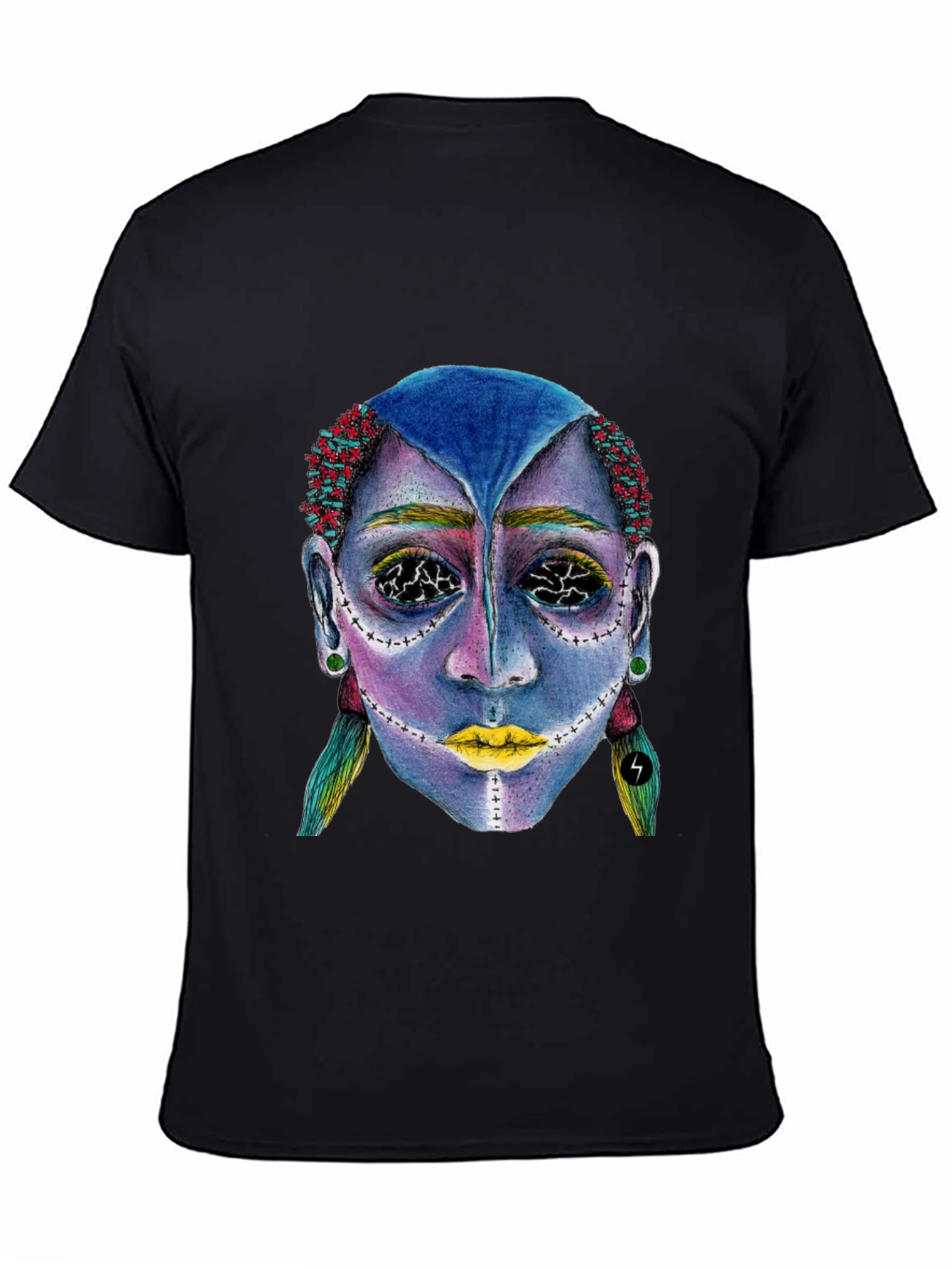 Unique Graphic Tee: Avant-Garde Portrait Design