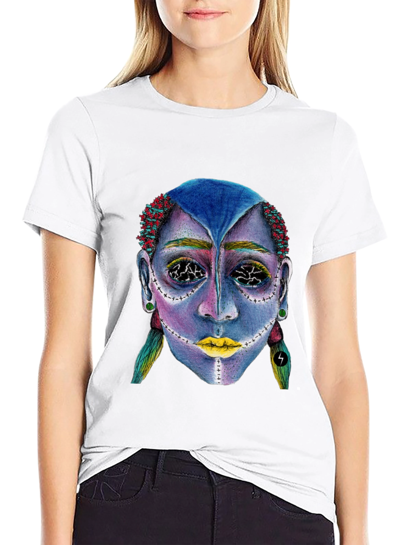 Unique Graphic Tee: Avant-Garde Portrait Design