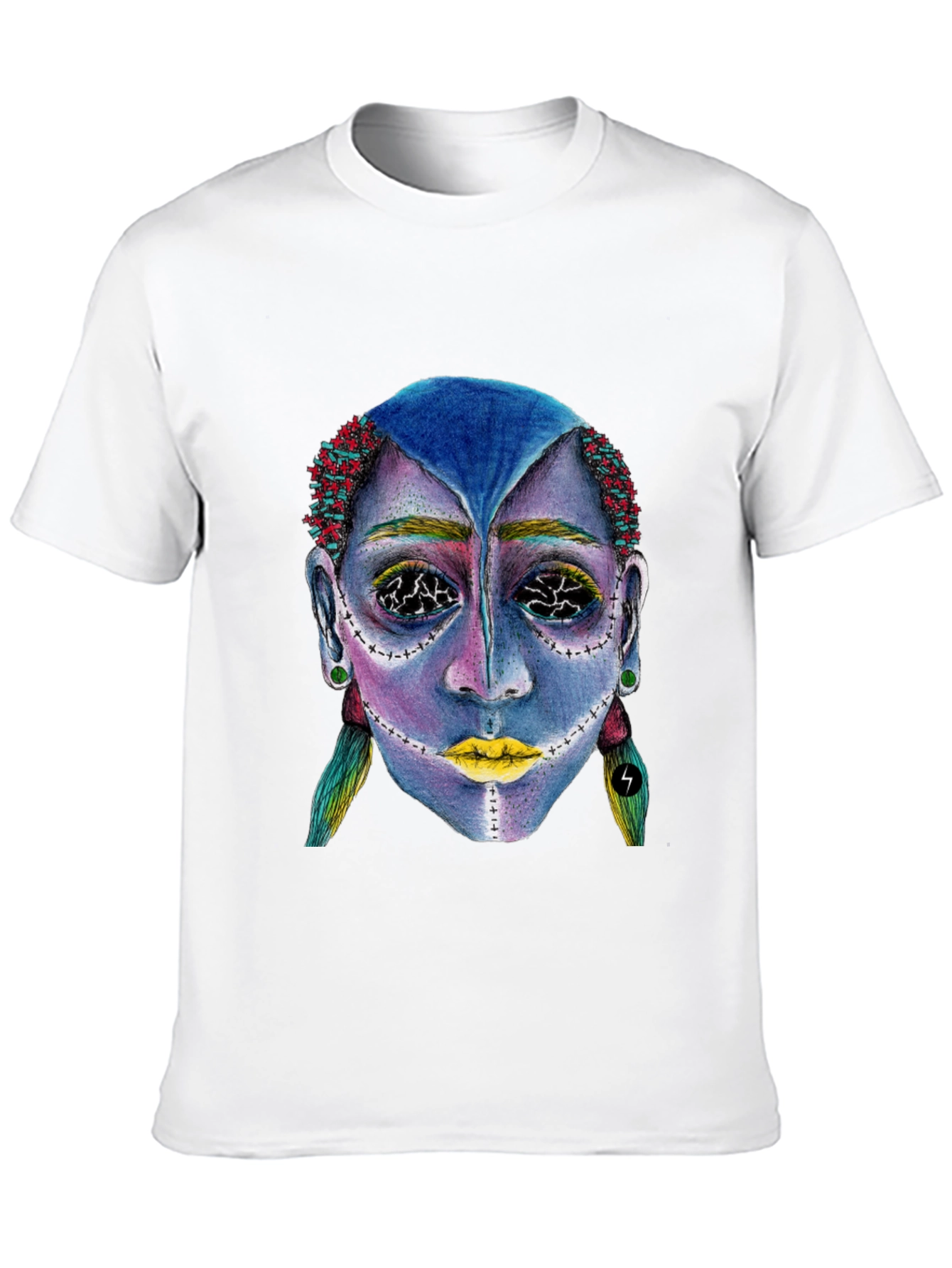 Unique Graphic Tee: Avant-Garde Portrait Design