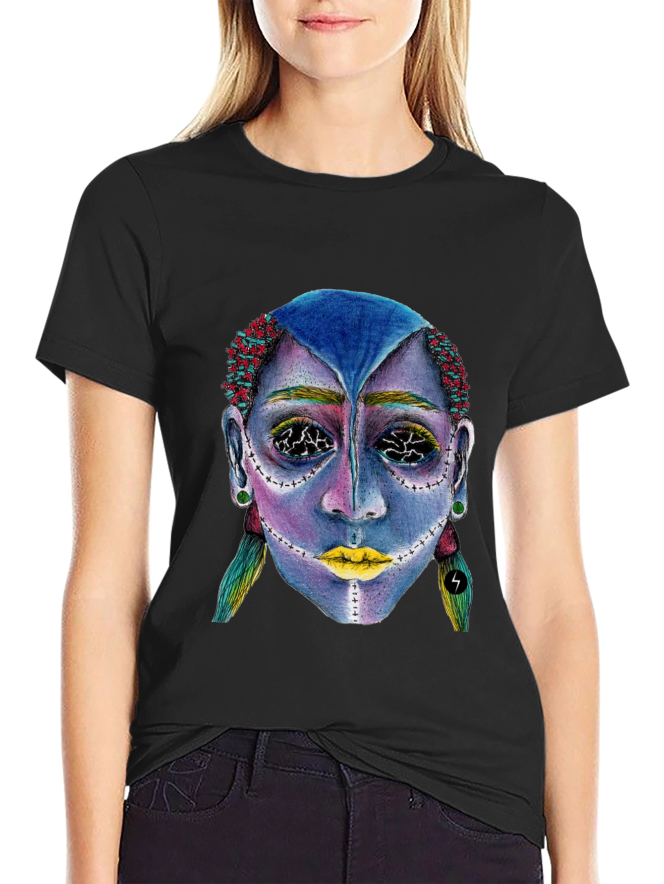 Unique Graphic Tee: Avant-Garde Portrait Design