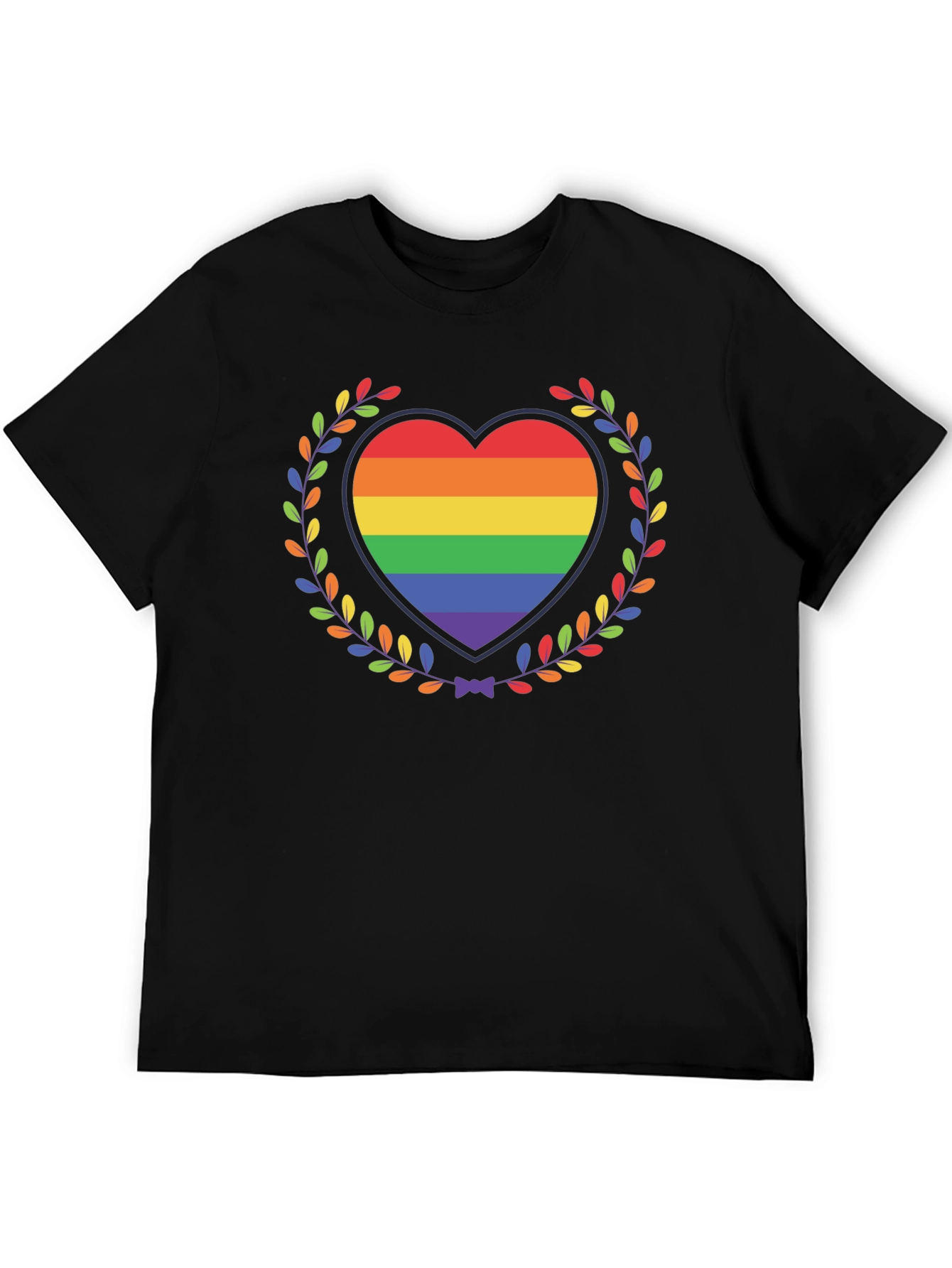 Pride Heart Wreath Graphic T-Shirt - Black