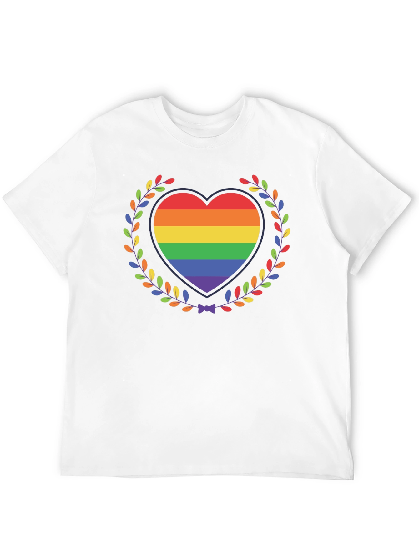 Pride Heart Wreath Graphic T-Shirt - Black